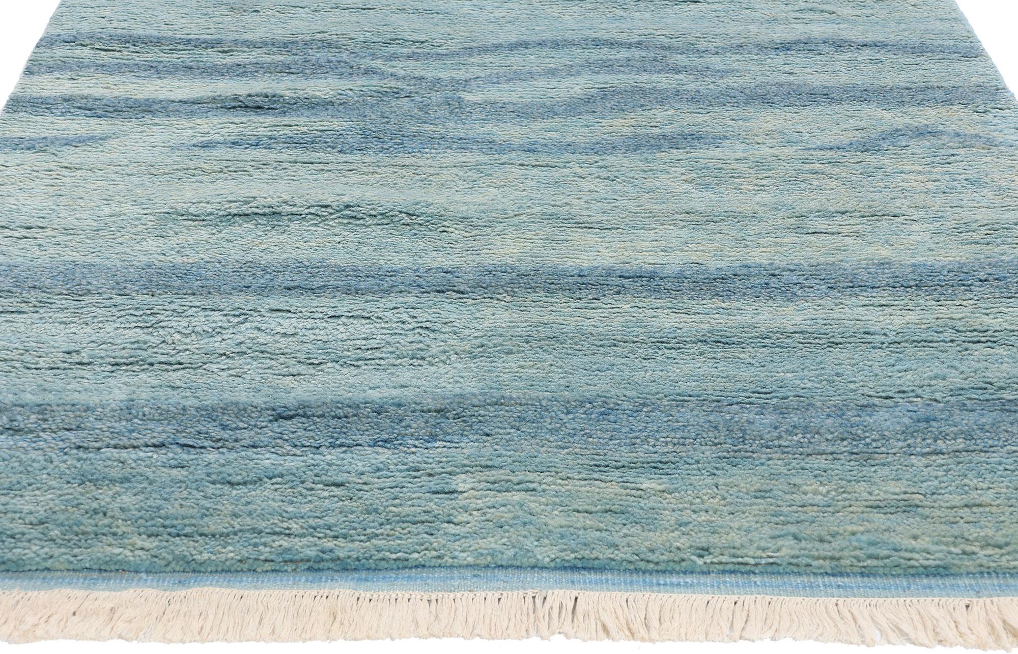 Indiano New Tranquil Tides Tappeto marocchino moderno blu cielo, 04'01 x 07'11 in vendita