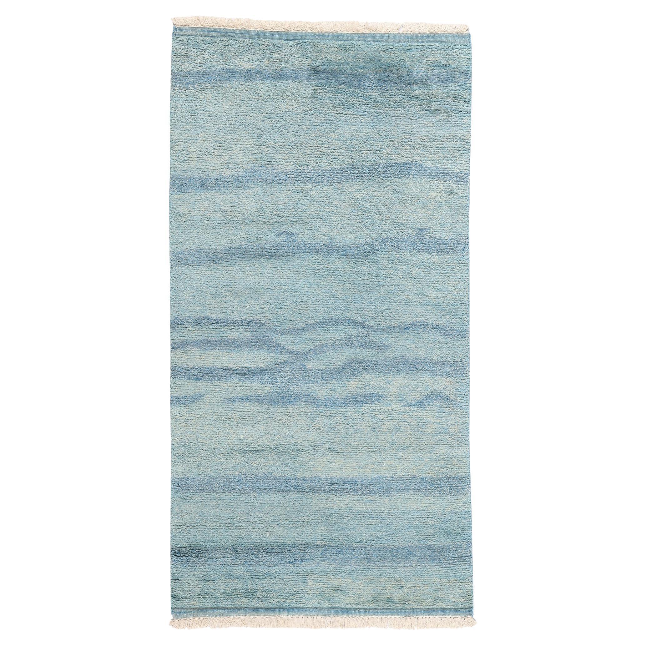Nueva Alfombra Marroquí Moderna Tranquil Tides Azul Cielo, 04'01 x 07'11