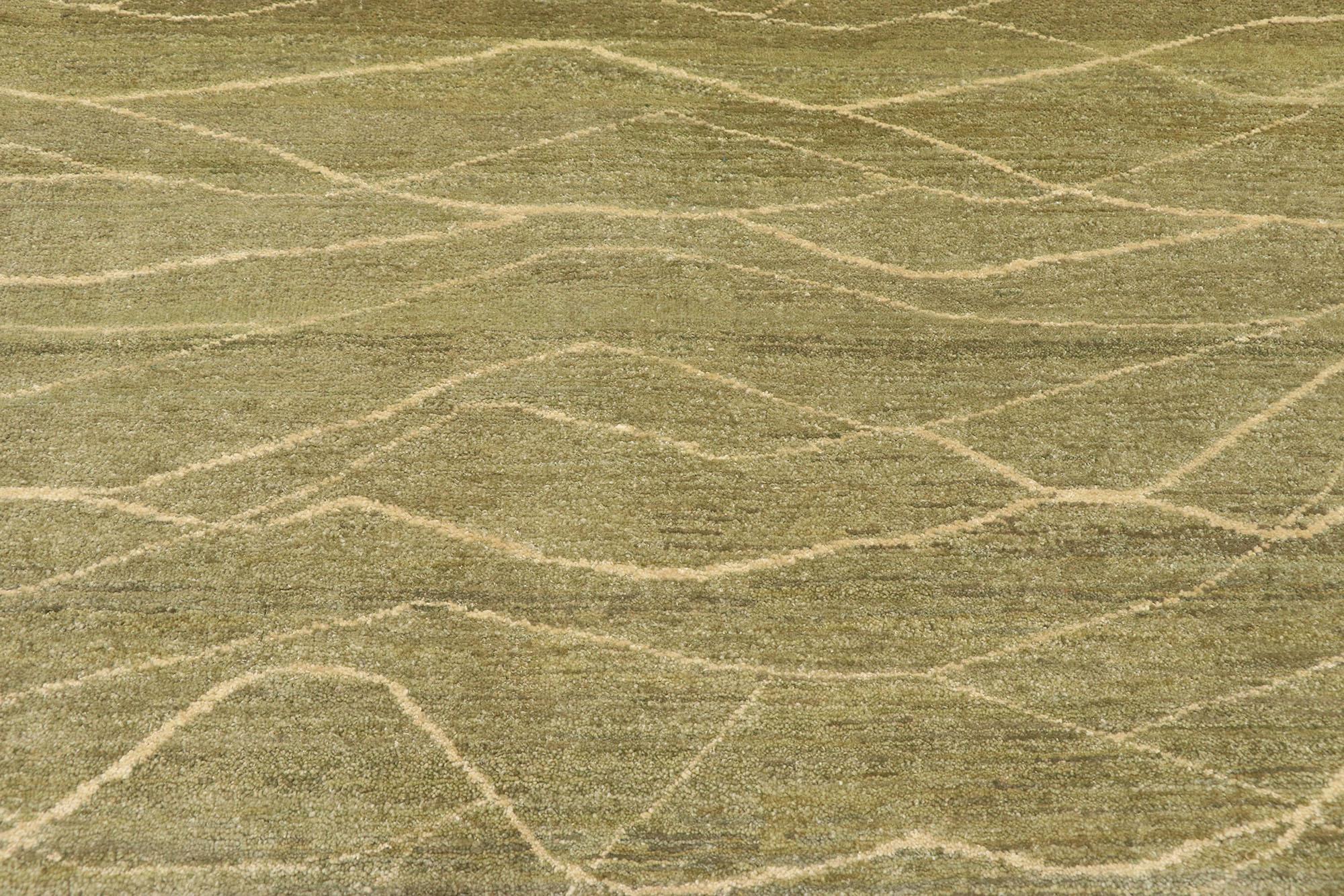 Hand-Knotted New Transitional Accent Rug with Metamorphic Organic Modern Style For Sale