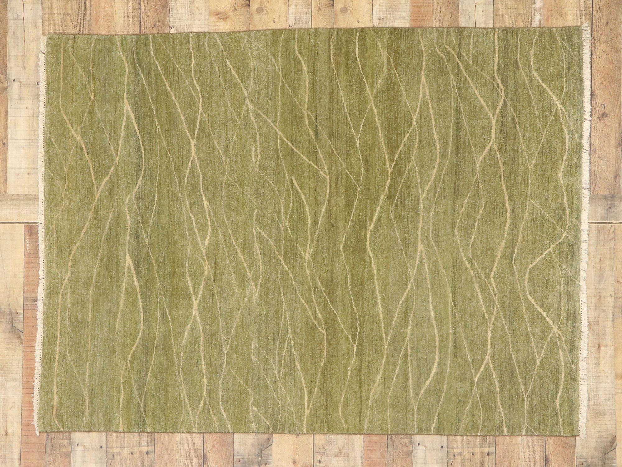 New Transitional Accent Rug with Metamorphic Organic Modern Style For Sale 1