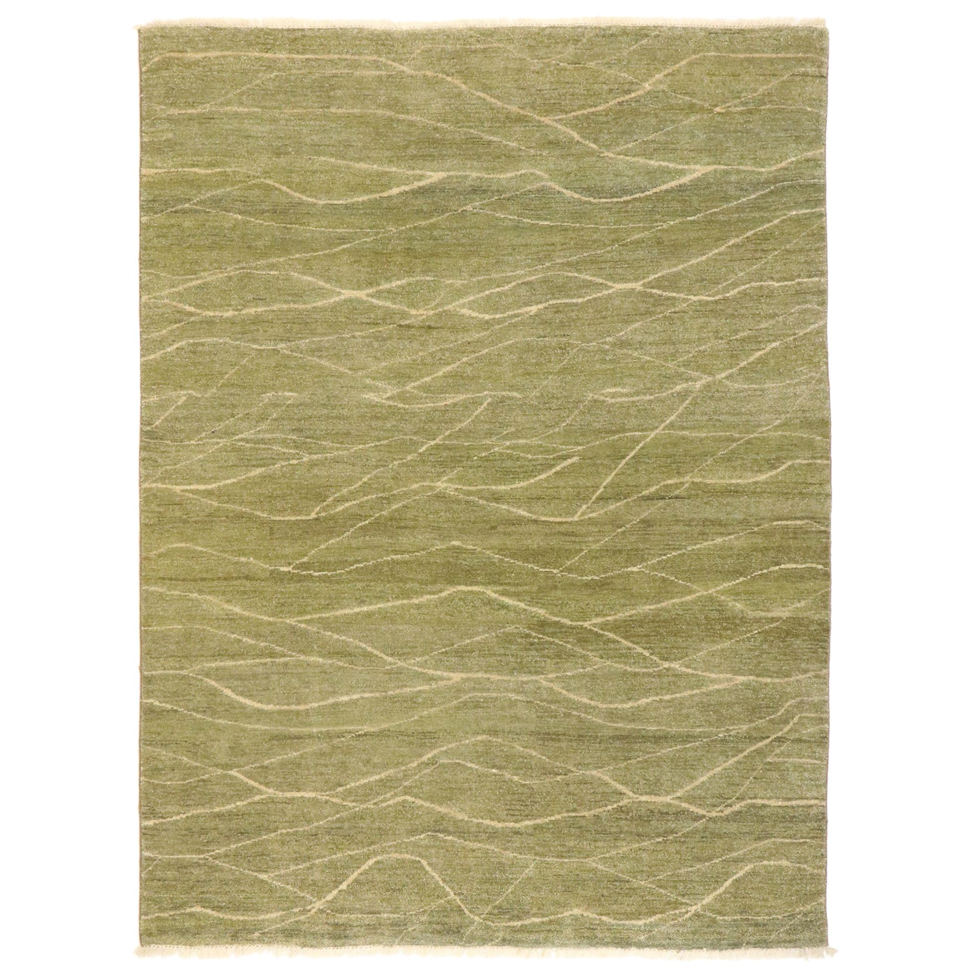 New Transitional Accent Rug with Metamorphic Organic Modern Style For Sale
