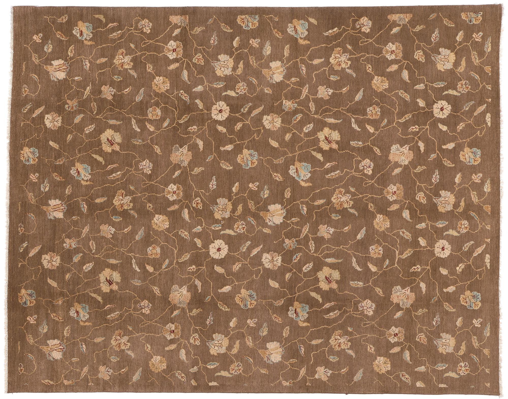 New Transitional Area Rug, Biophilic Design Meets Earth-Tone Elegance For Sale 2