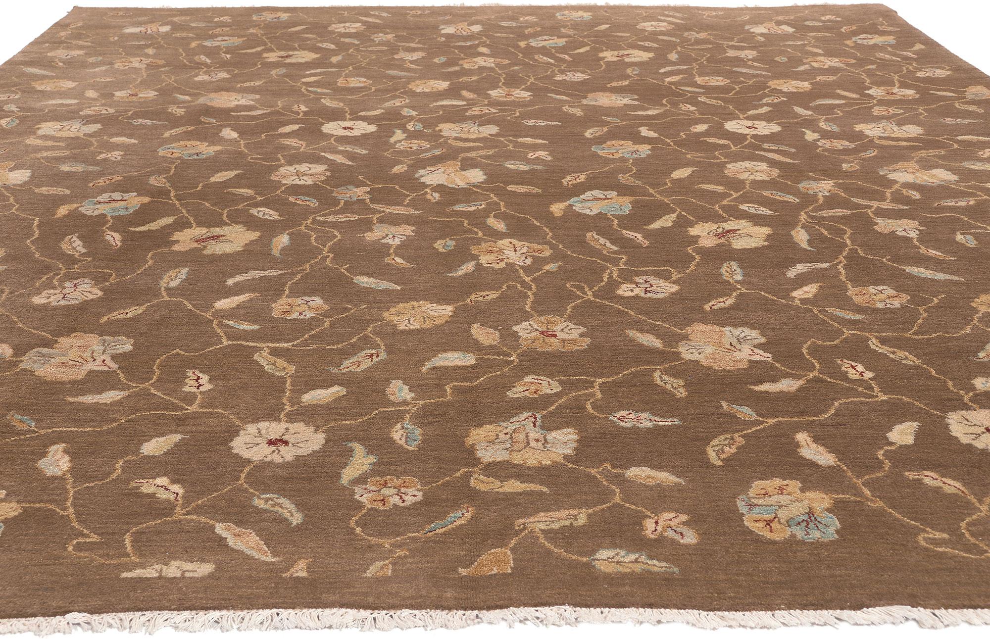 Modern New Transitional Area Rug, Biophilic Design Meets Earth-Tone Elegance For Sale