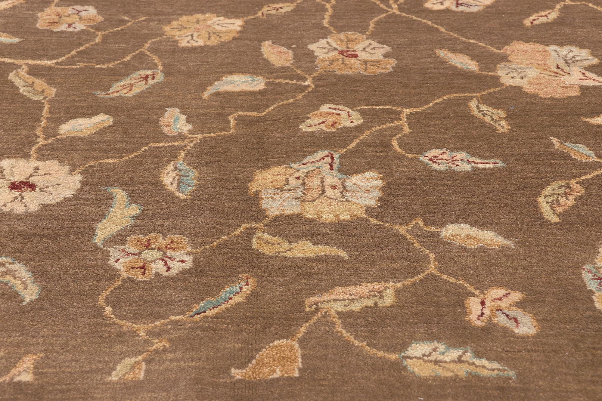 Hand-Knotted New Transitional Area Rug, Biophilic Design Meets Earth-Tone Elegance For Sale