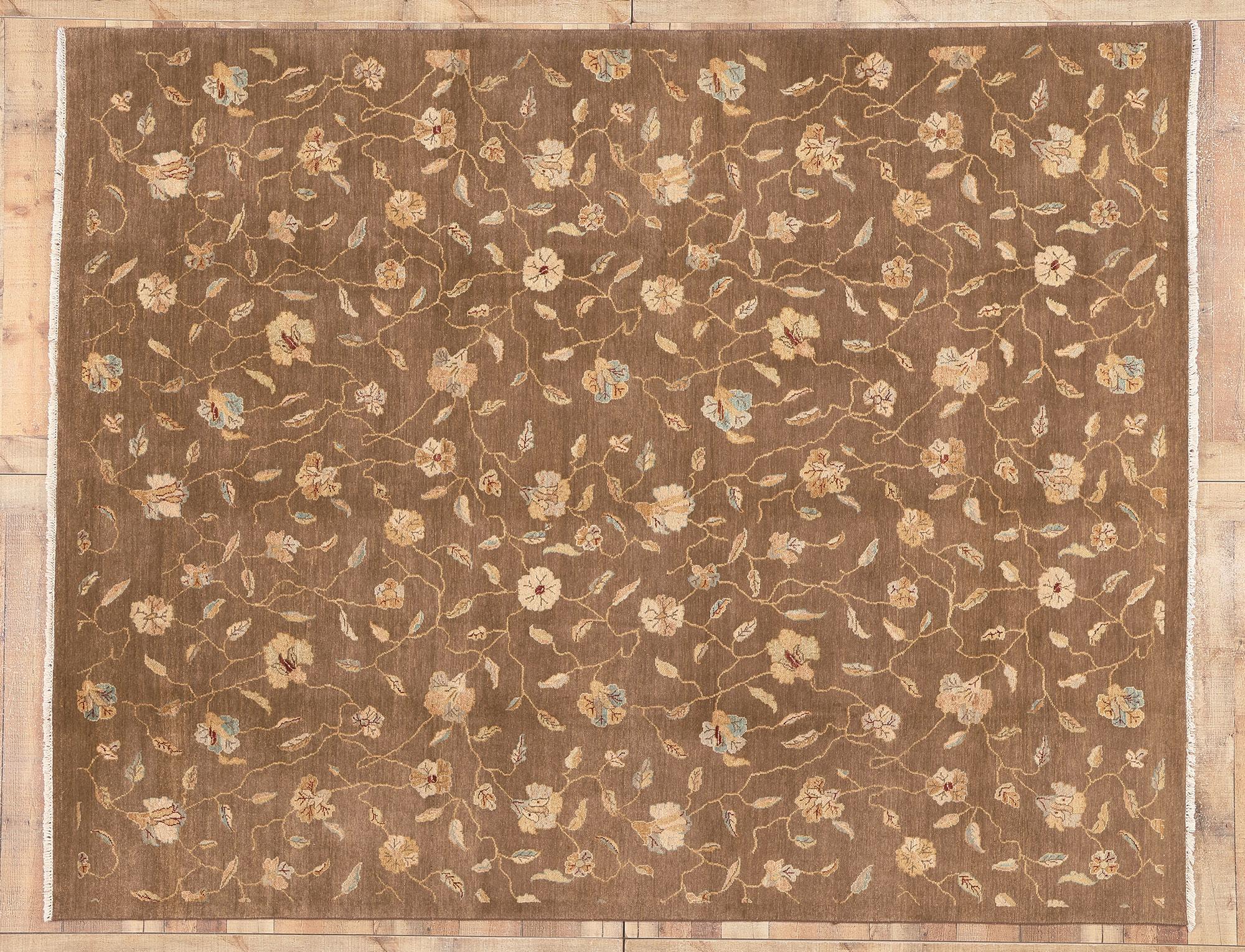 New Transitional Area Rug, Biophilic Design Meets Earth-Tone Elegance For Sale 1
