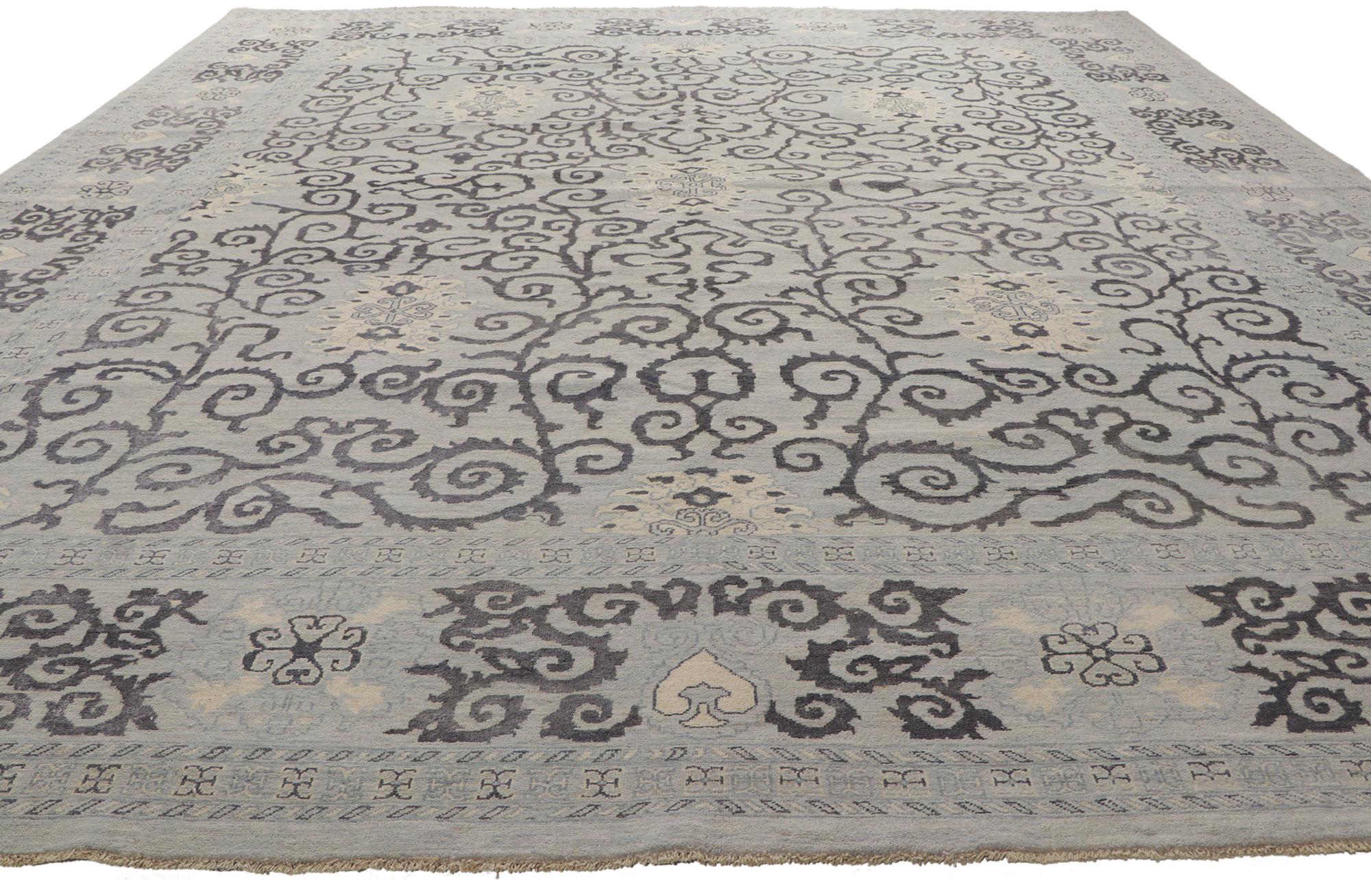 Pakistani New Transitional Modern Area Rug, 11'07 x 14'05 For Sale