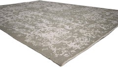 New Modern Erased Damask Wool and Silk Rug with Transitional Style