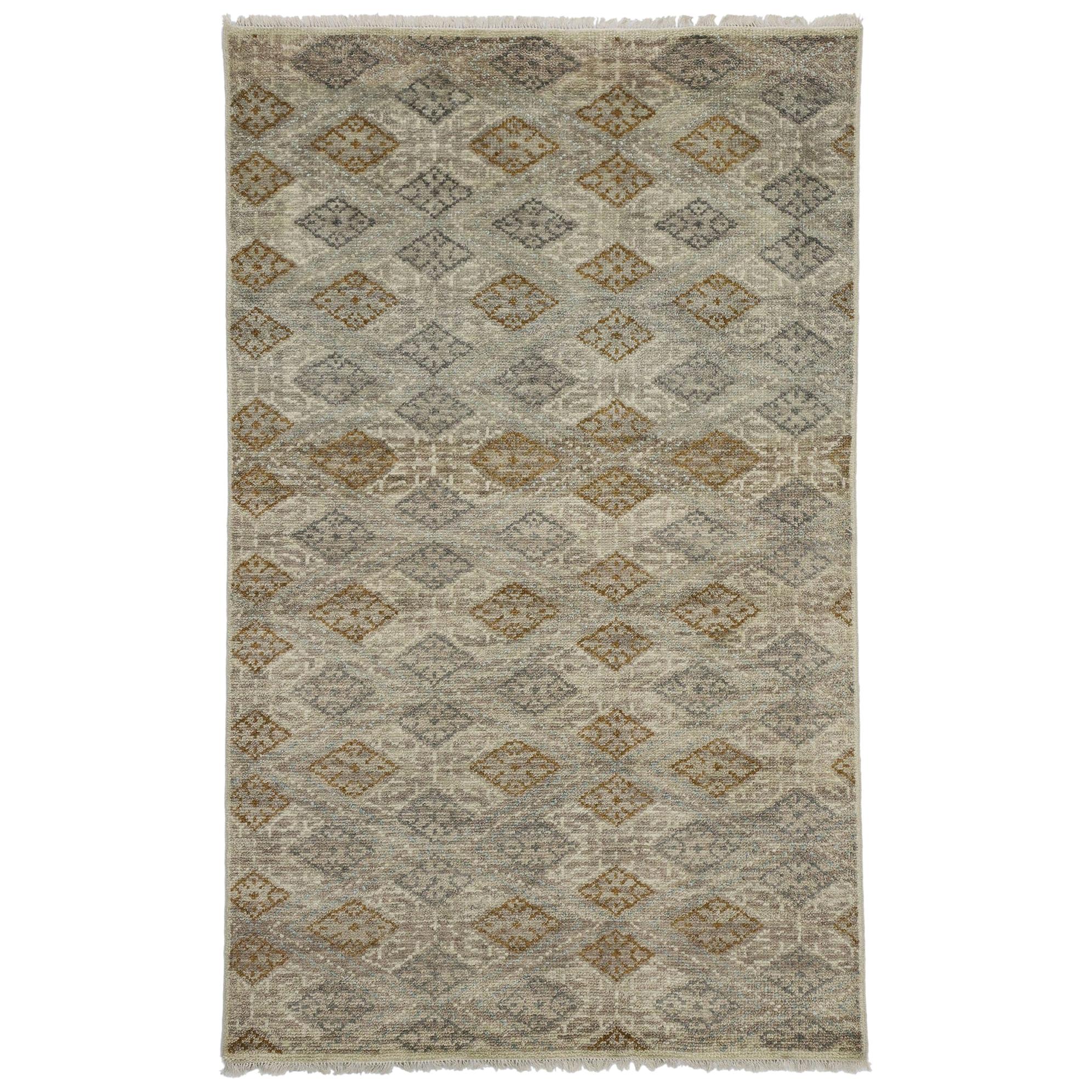 New Transitional Area Rug with Artisan Style and Geometric Pattern