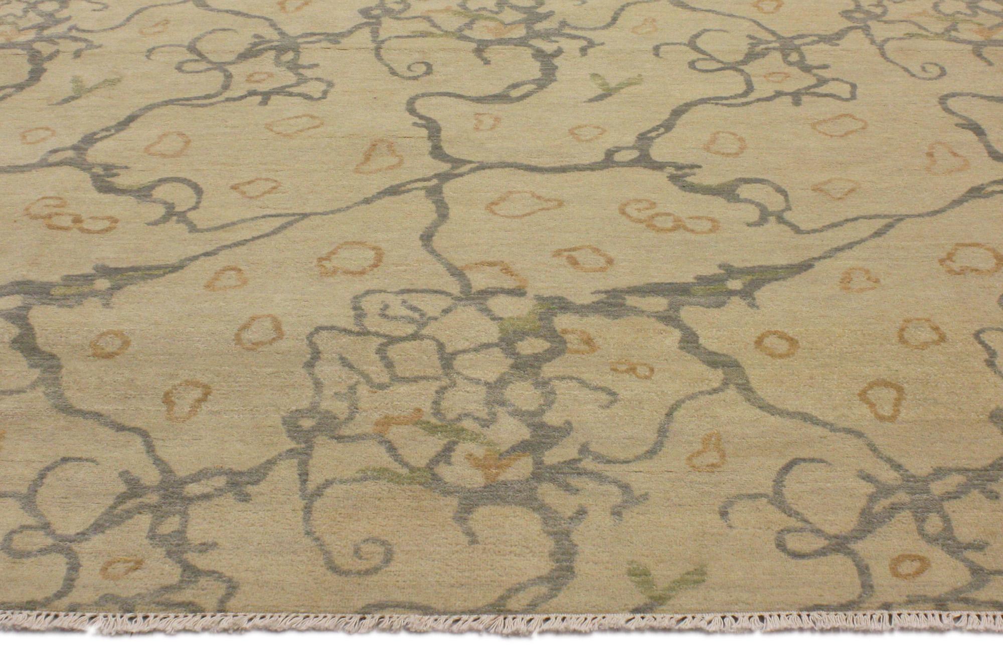 New Transitional Area Rug mit Contemporary Abstract Style und Biophilic Design (Indisch) im Angebot