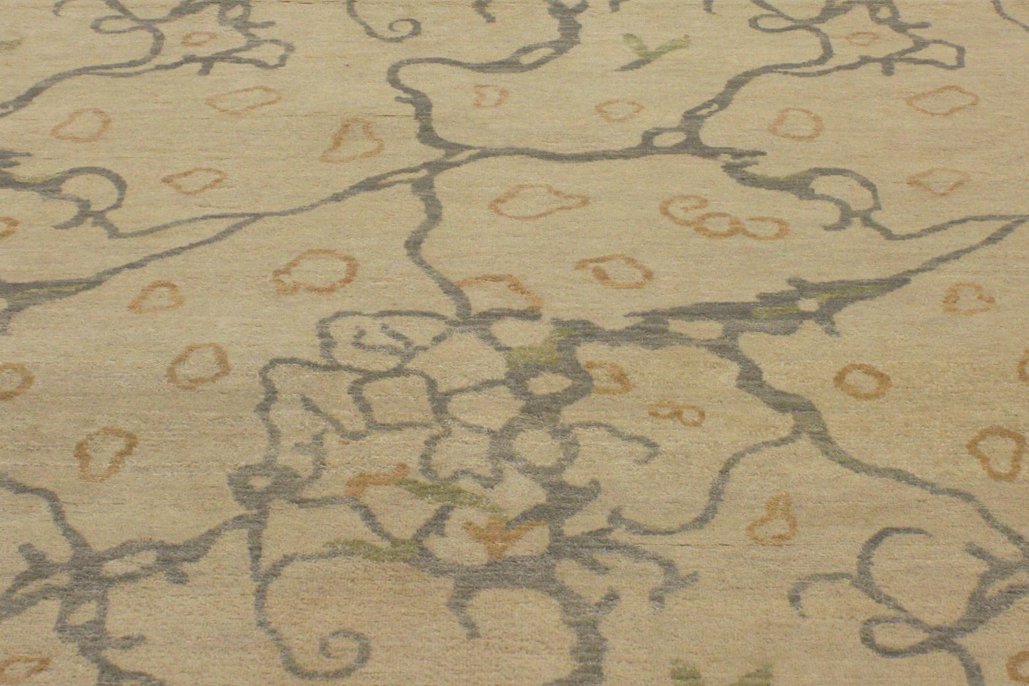 New Transitional Area Rug mit Contemporary Abstract Style und Biophilic Design (Handgeknüpft) im Angebot