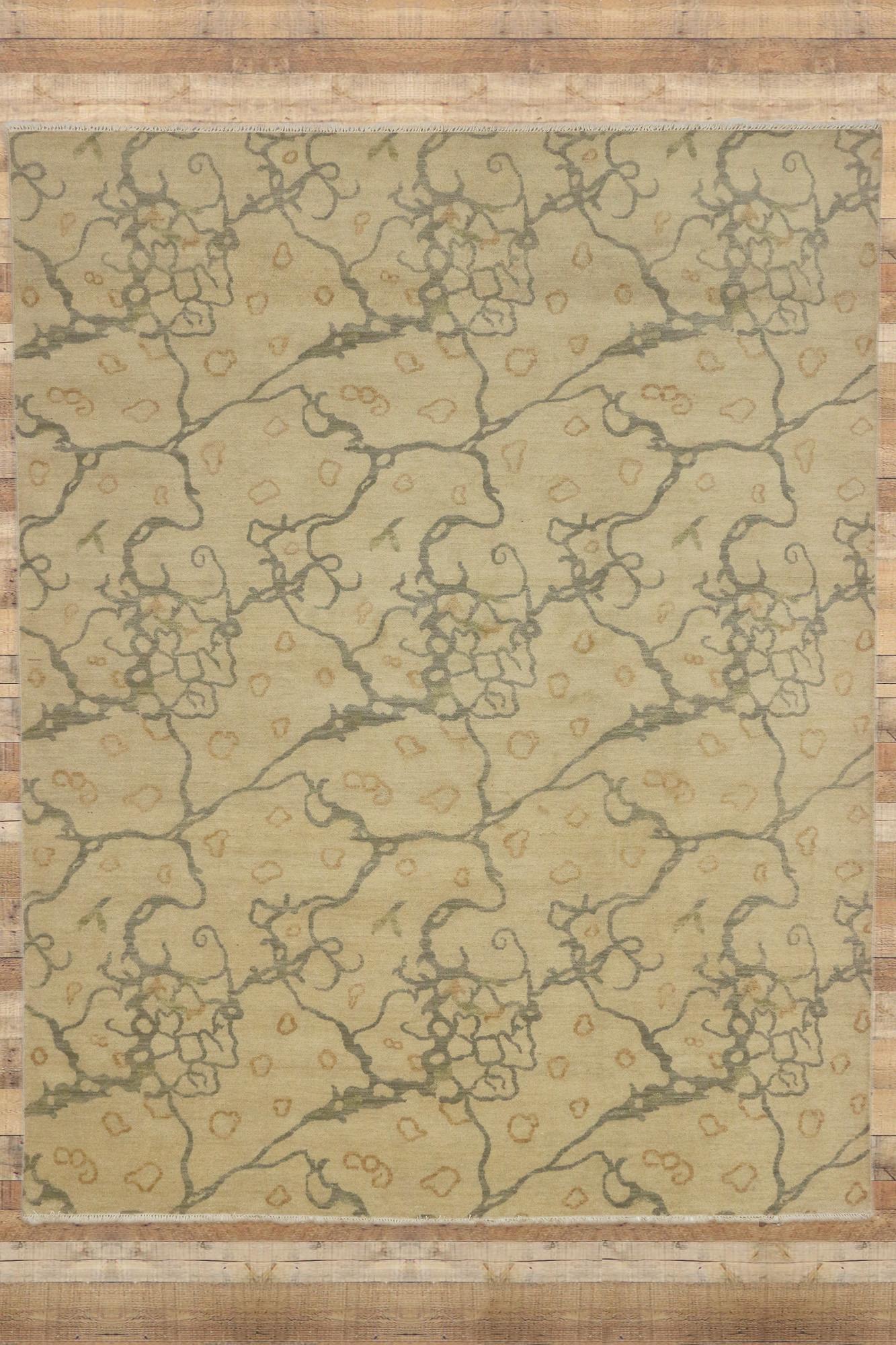 New Transitional Area Rug mit Contemporary Abstract Style und Biophilic Design (Wolle) im Angebot