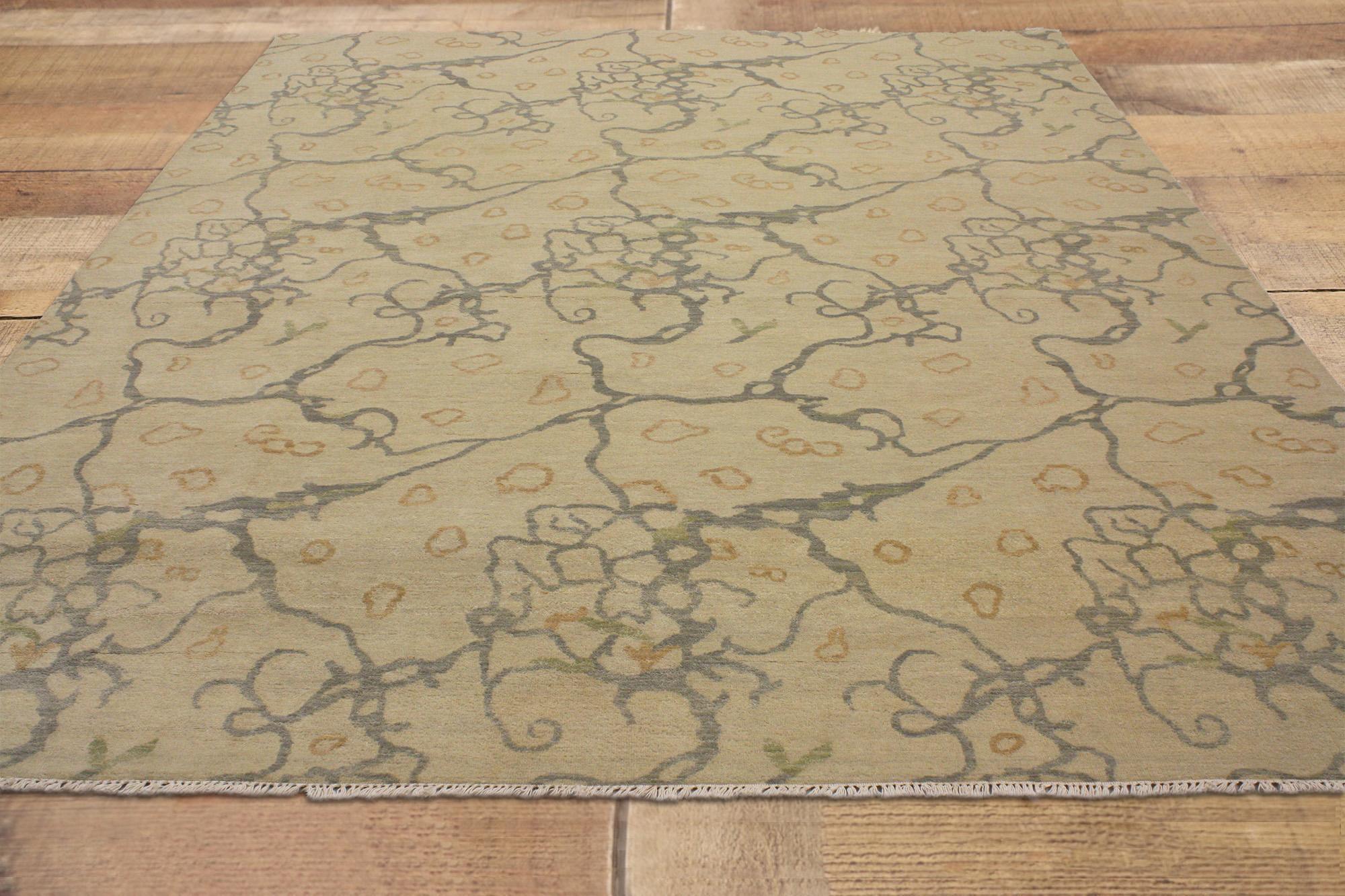 New Transitional Area Rug mit Contemporary Abstract Style und Biophilic Design (21. Jahrhundert und zeitgenössisch) im Angebot