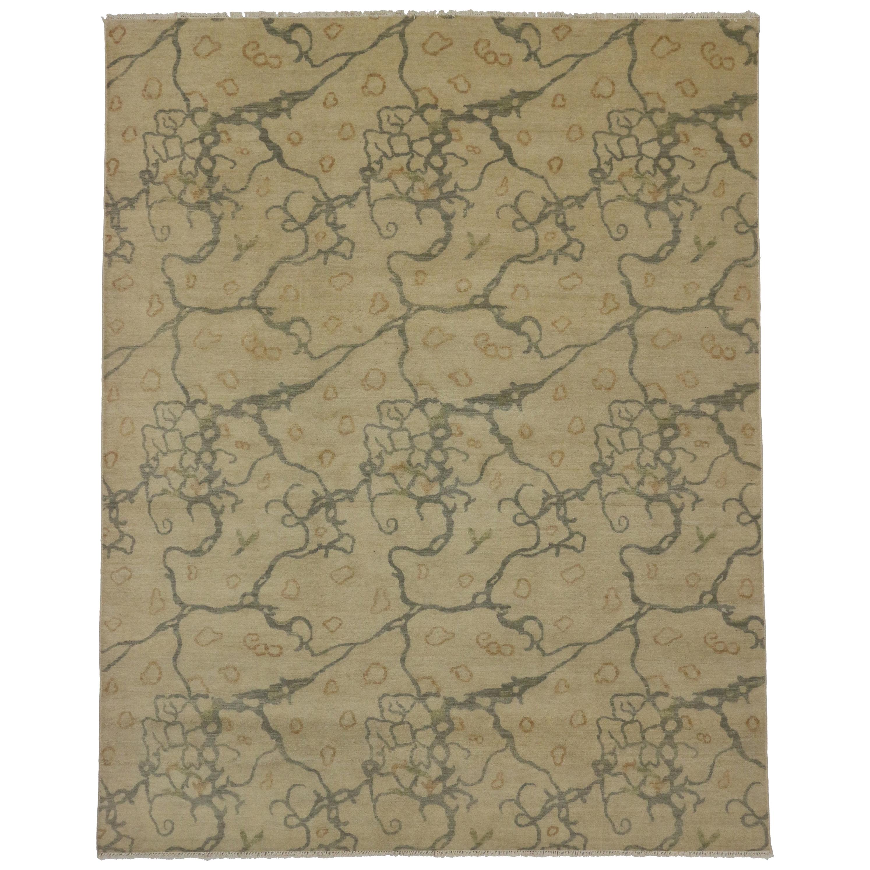New Transitional Area Rug With Contemporary Abstract Style and Biophilic Design For Sale