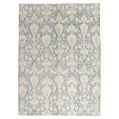 New Transitional Light Blue Ikat Rug with Modern Style