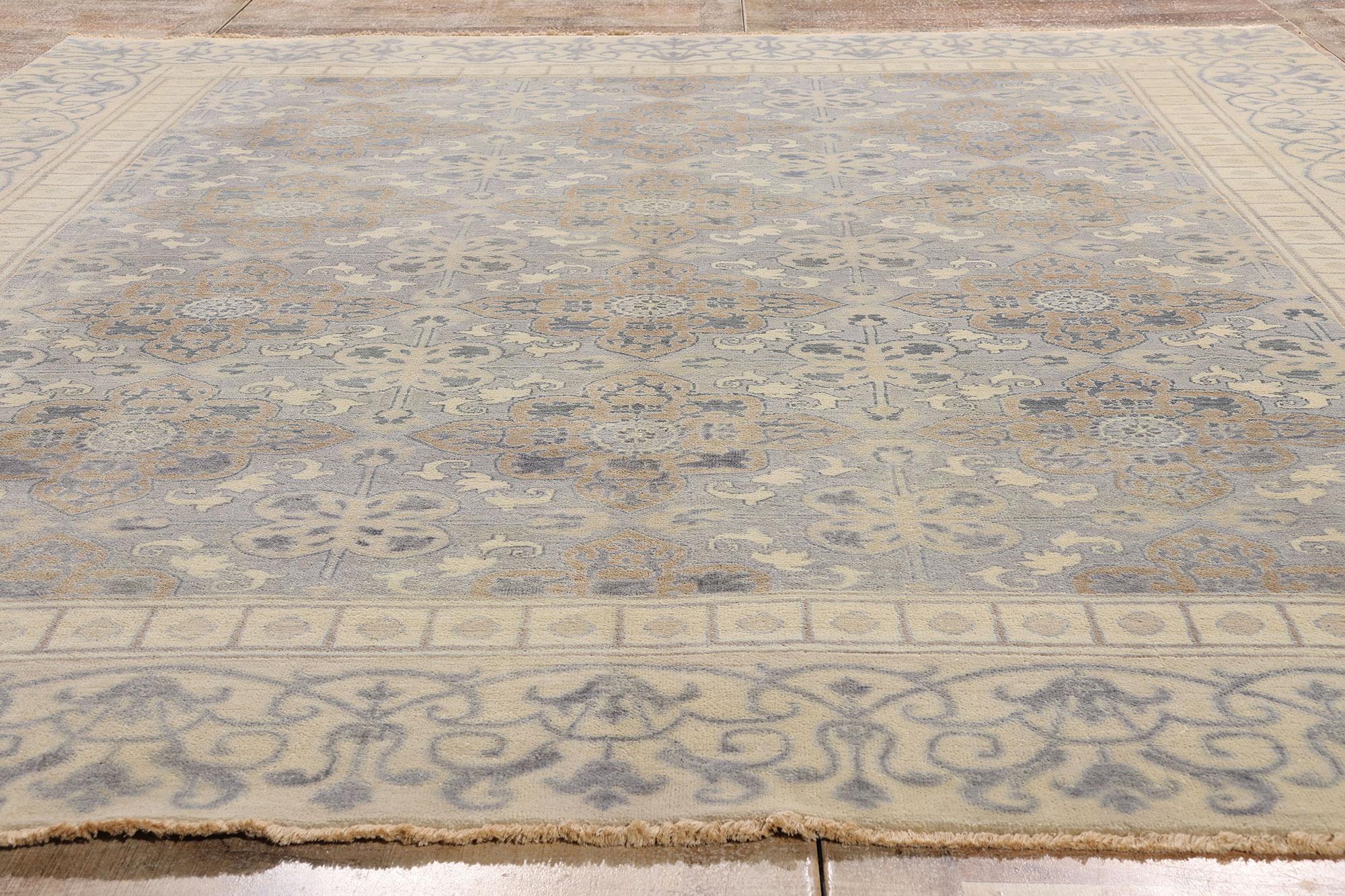 Nueva Alfombra de Área Transicional con Motivo Khotan y Estilo Neoclásico Modernista Anudado a mano en venta
