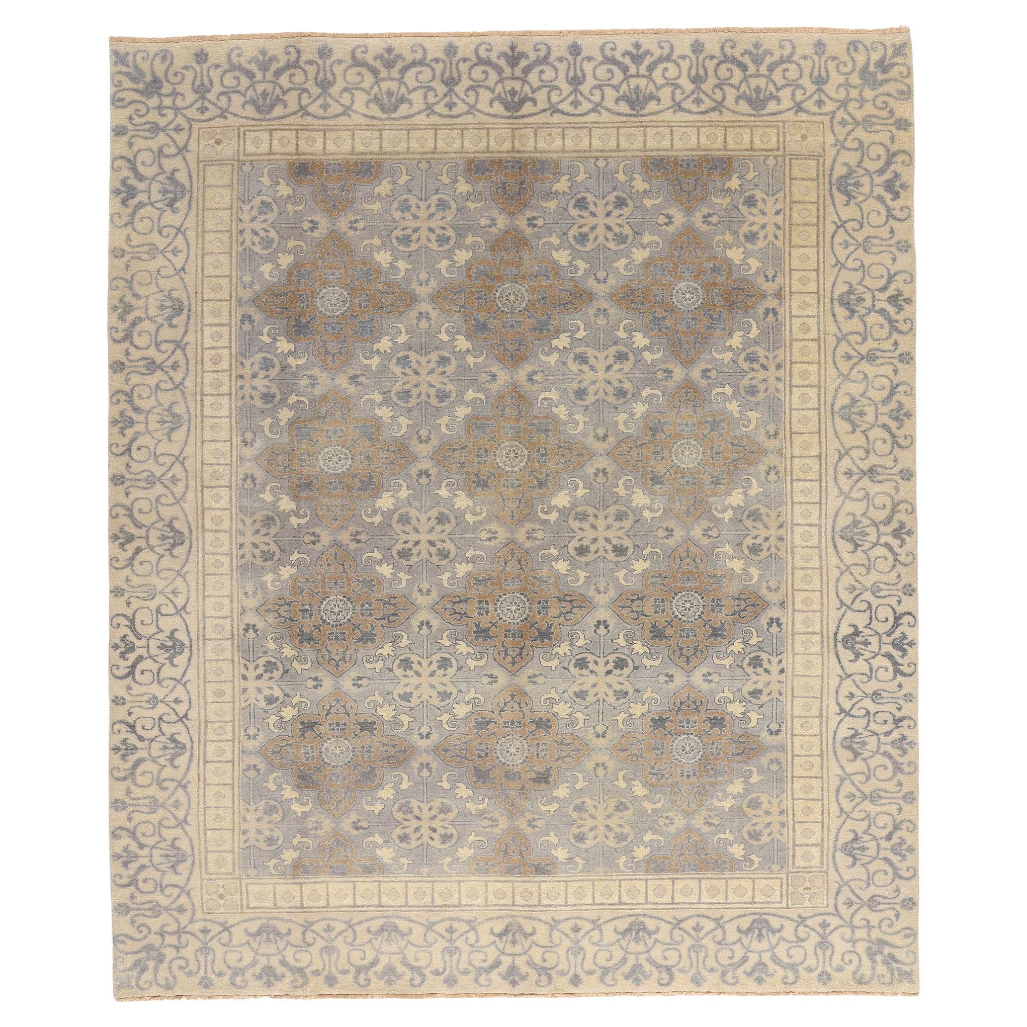 Nouveau tapis de zone transitionnel avec motif de Khotan et style néoclassique moderniste