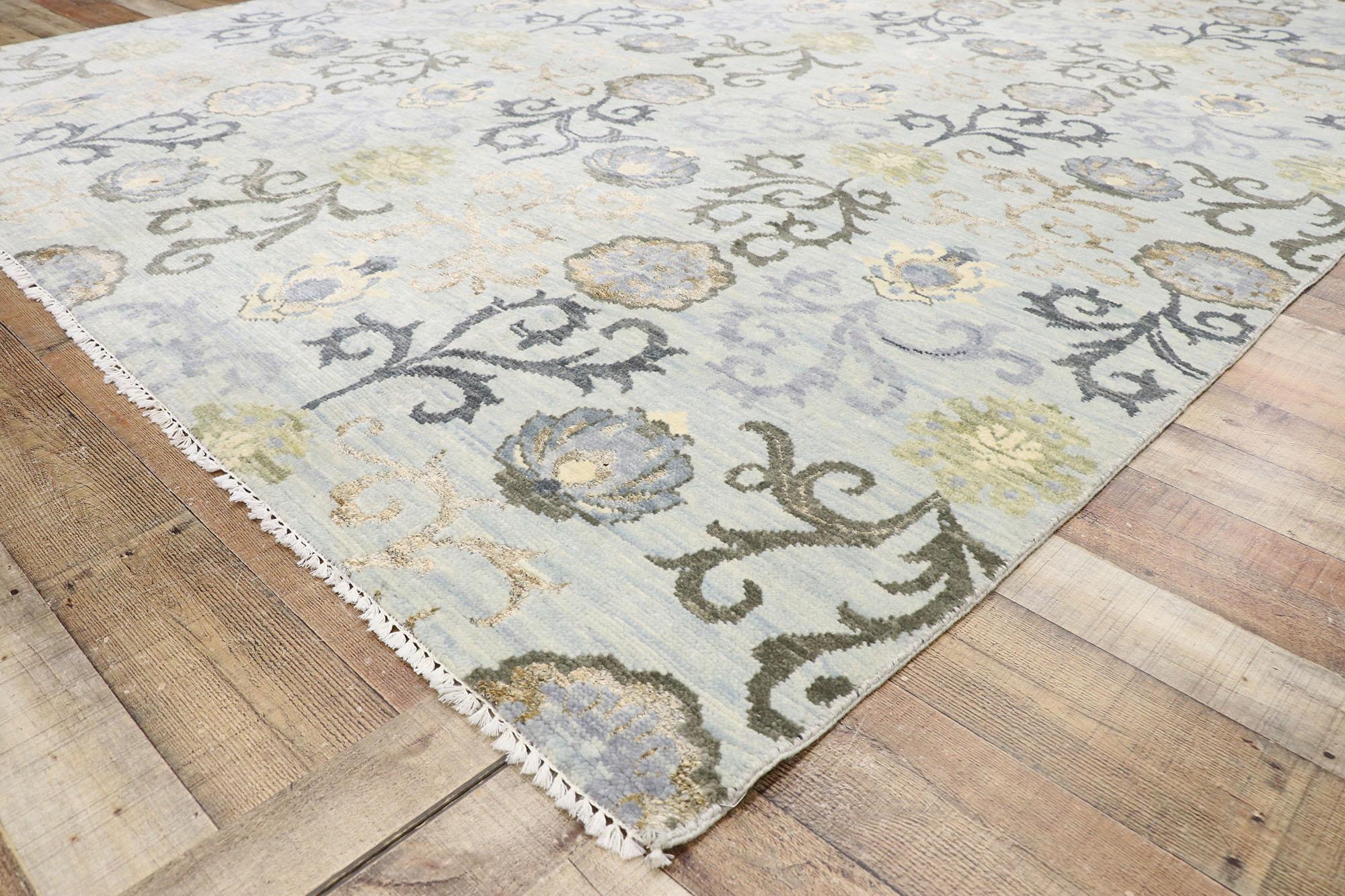 Contemporary New Transitional Area Rug with Modern Abstract Floral Design  For Sale