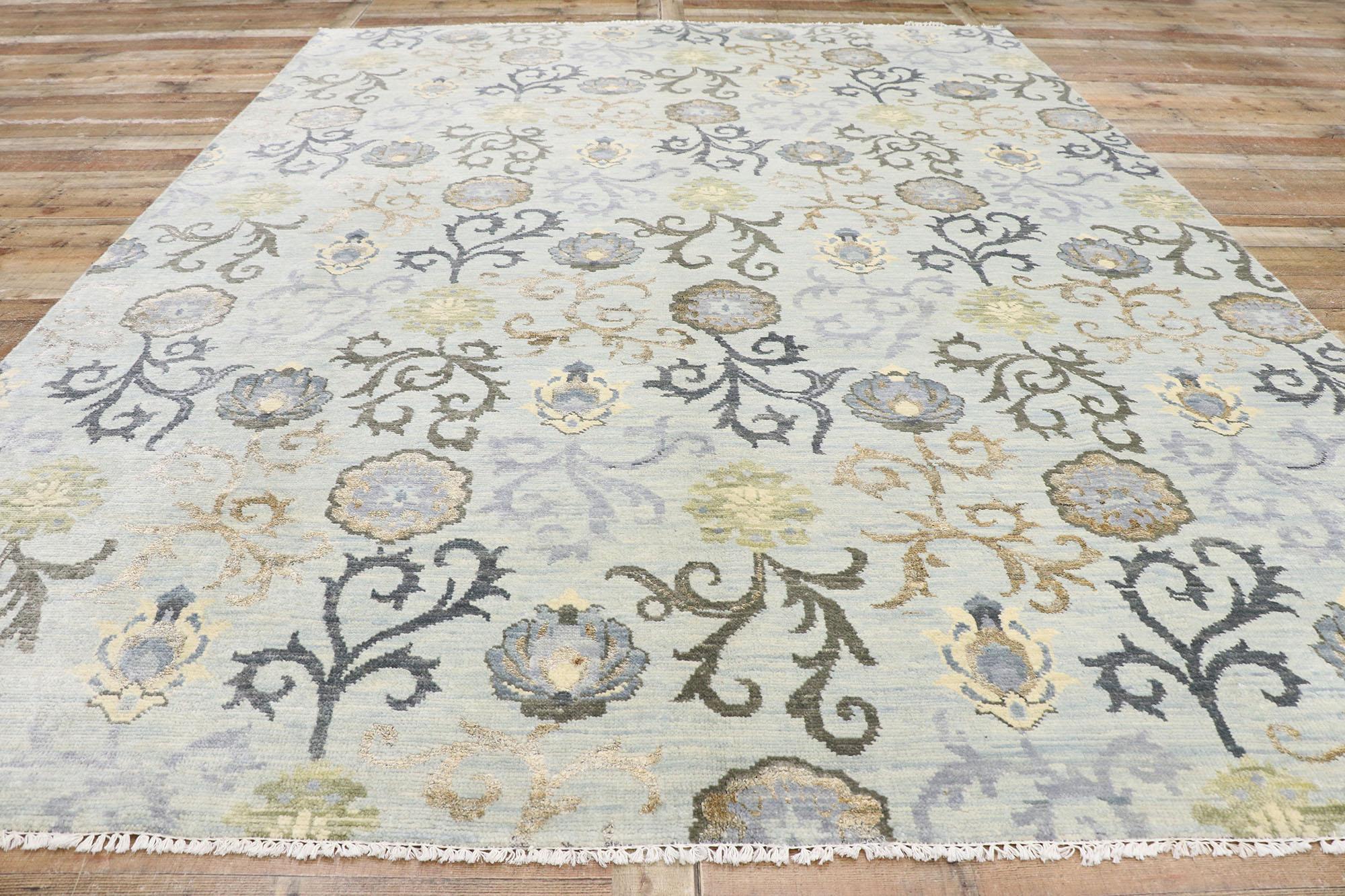 Wool New Transitional Area Rug with Modern Abstract Floral Design  For Sale