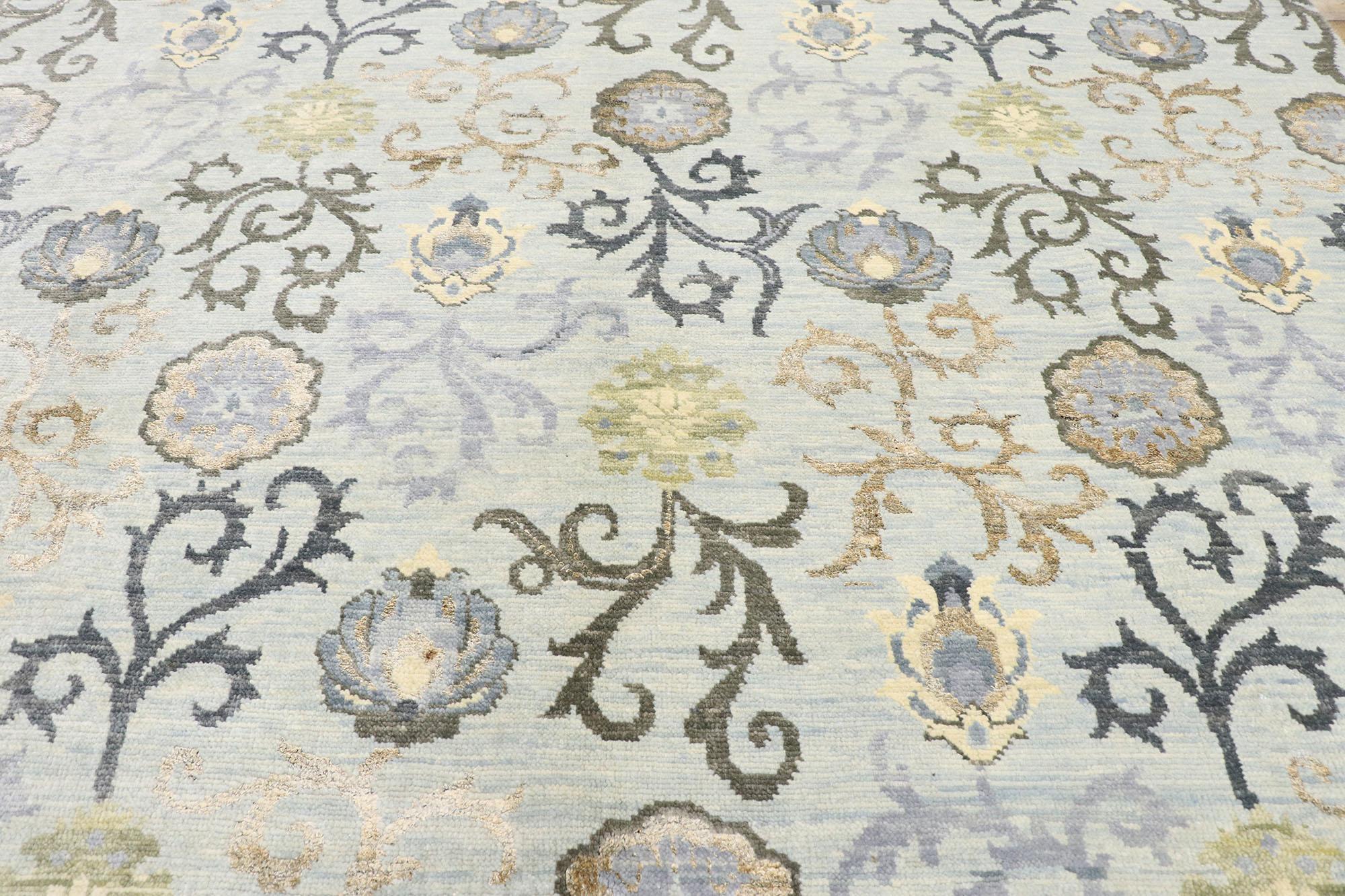 New Transitional Area Rug with Modern Abstract Floral Design For Sale 2