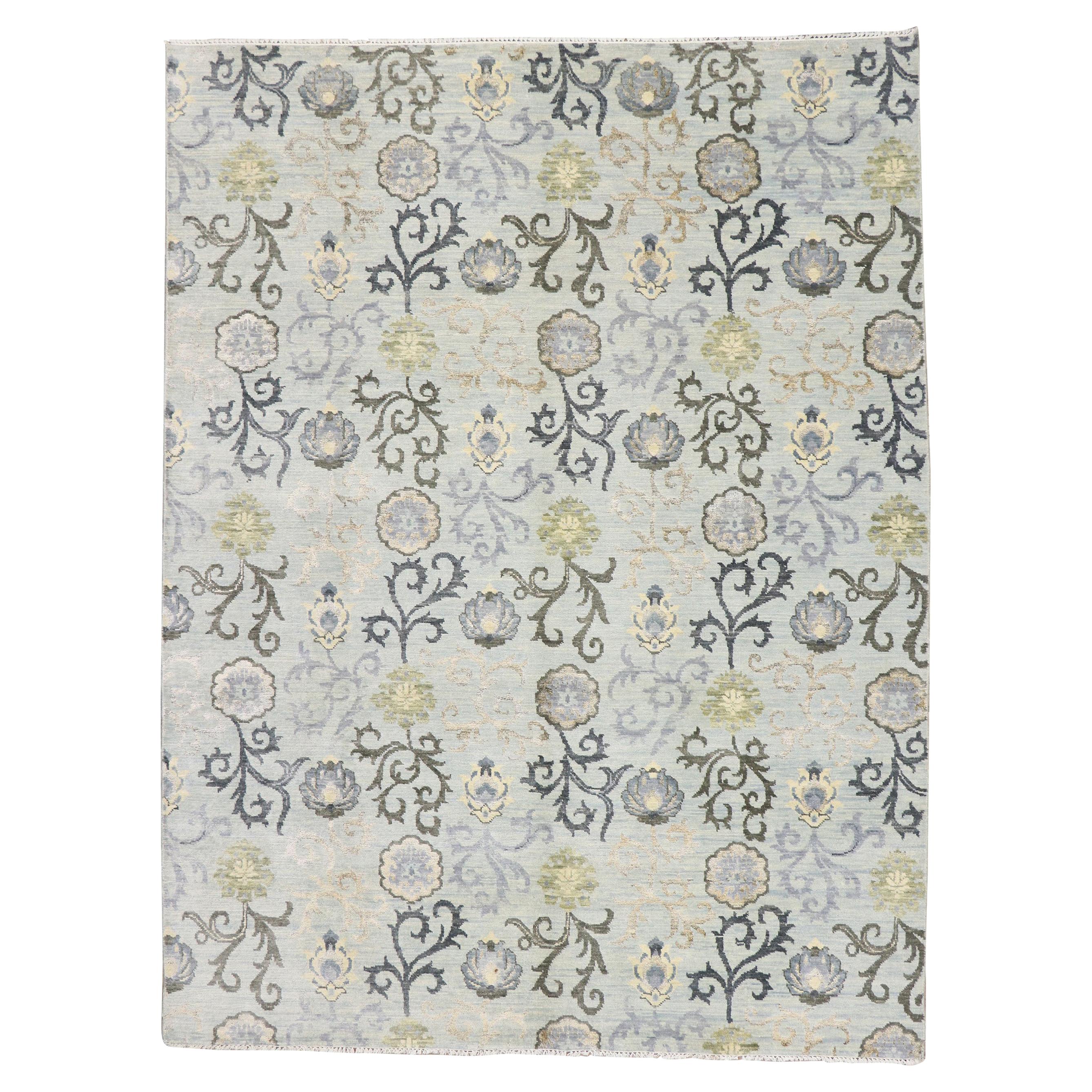 New Transitional Area Rug with Modern Abstract Floral Design 