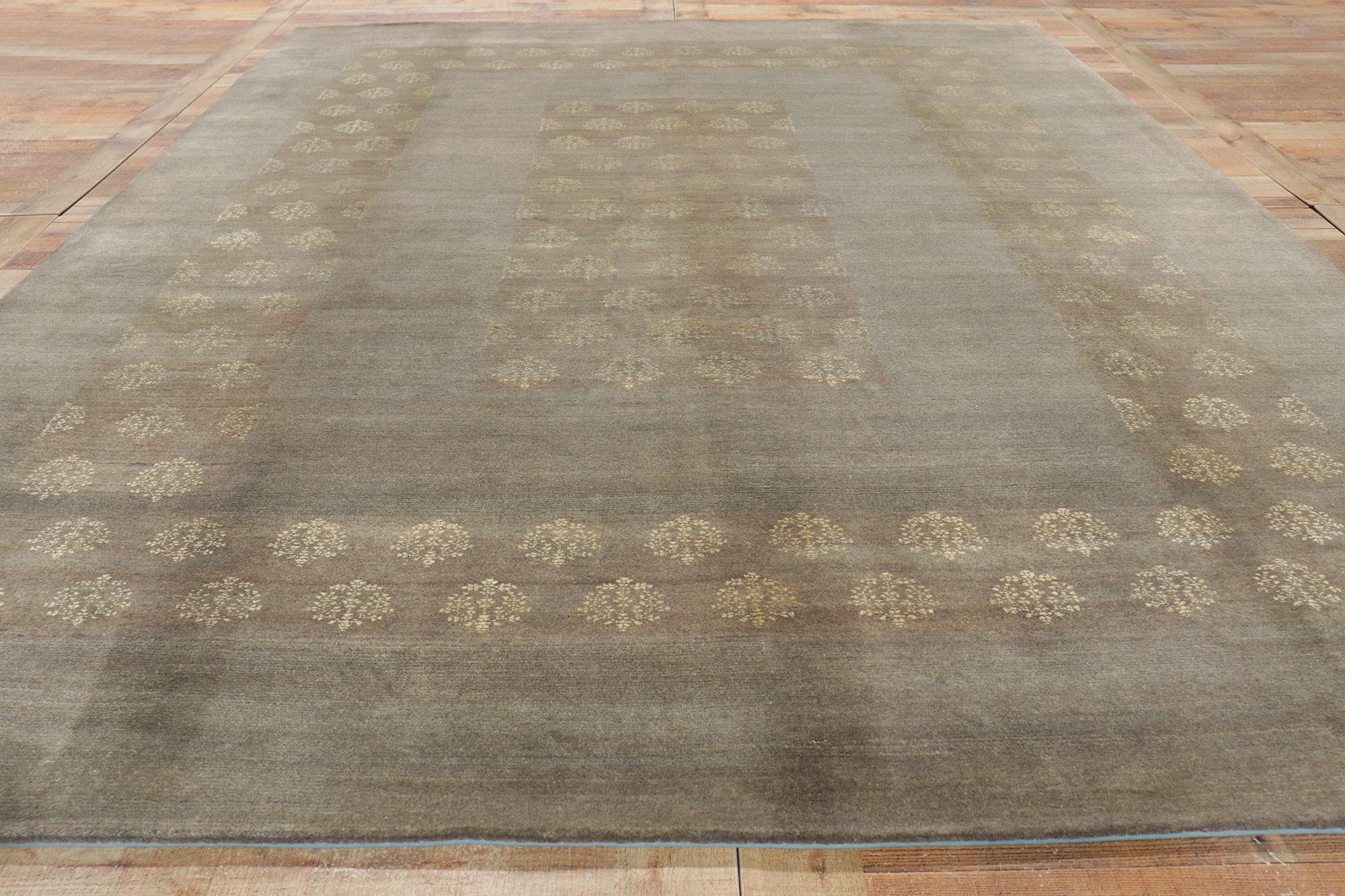 Hand-Knotted New Transitional Area Rug with Neutral Earth-Tone Colors For Sale