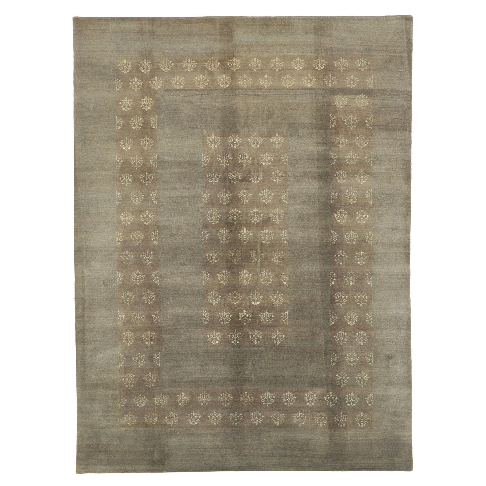 New Transitional Area Rug with Neutral Earth-Tone Colors For Sale