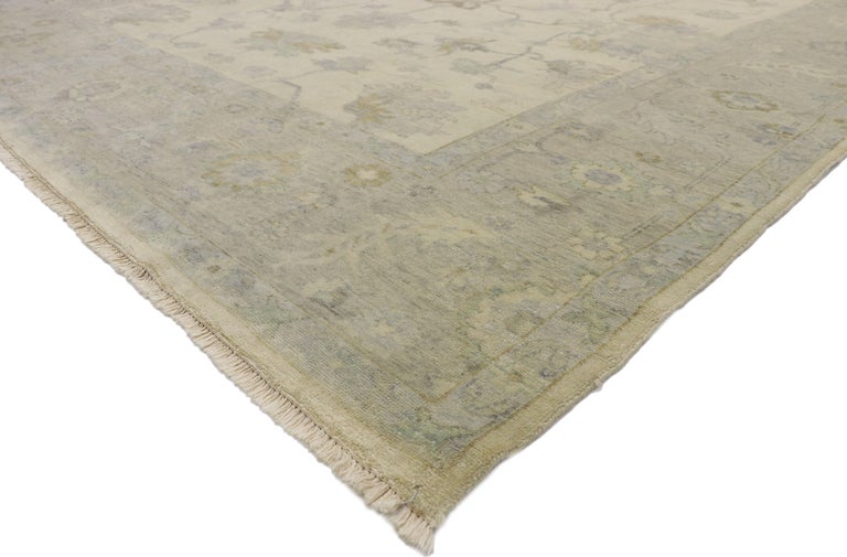 New Transitional Area Rug With Oushak Design And Coastal Cottage