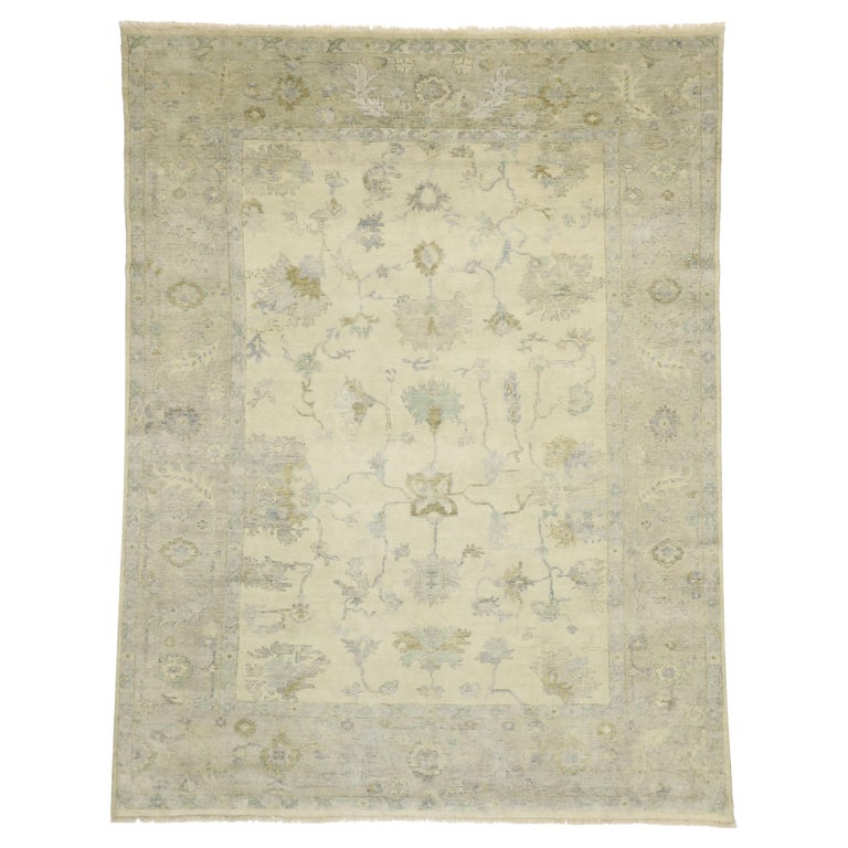 New Transitional Area Rug With Oushak Design And Coastal Cottage
