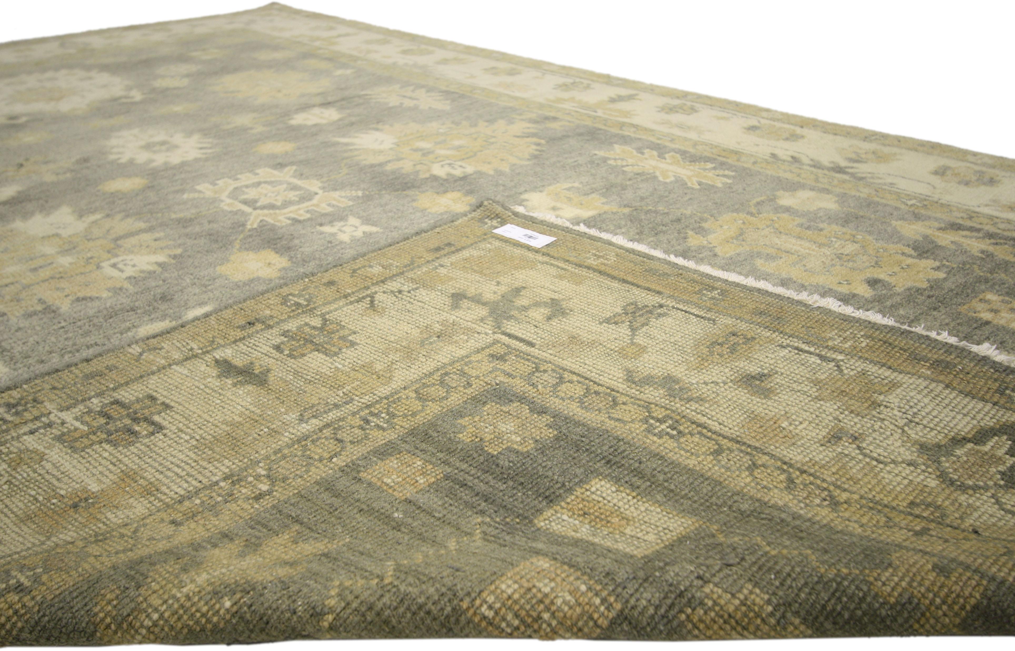 Hand-Knotted New Transitional Area Rug with Oushak Design with Luxe Style For Sale