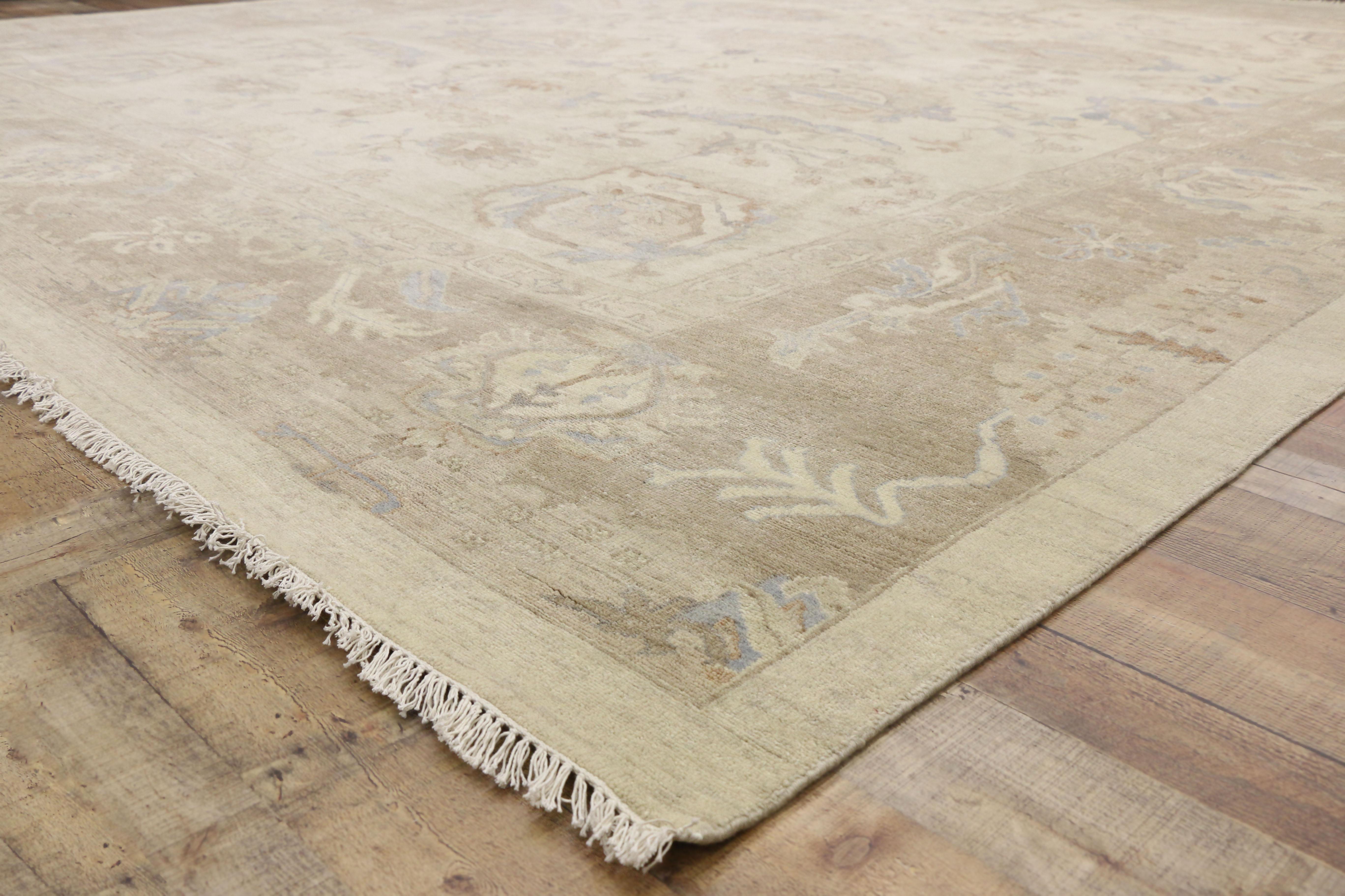 New Contemporary Oushak Area Rug with Relaxed Coastal Cottage Style In New Condition For Sale In Dallas, TX