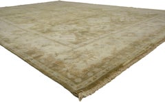 New Transitional Area Rug with Oushak Pattern and Warm, Neutral Colors