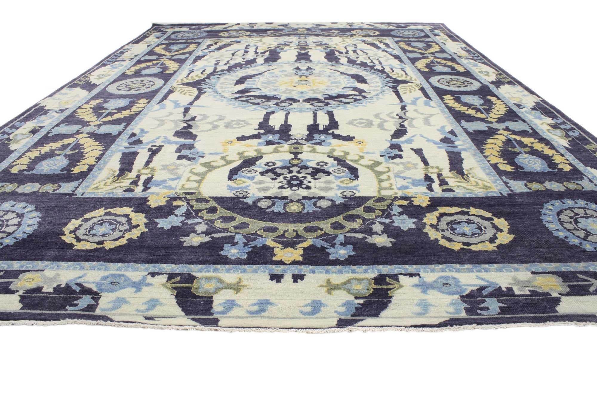 Post-Modern New Contemporary Moonlit Dusk Modern Ikat Rug, 09'07 x 13'10 For Sale