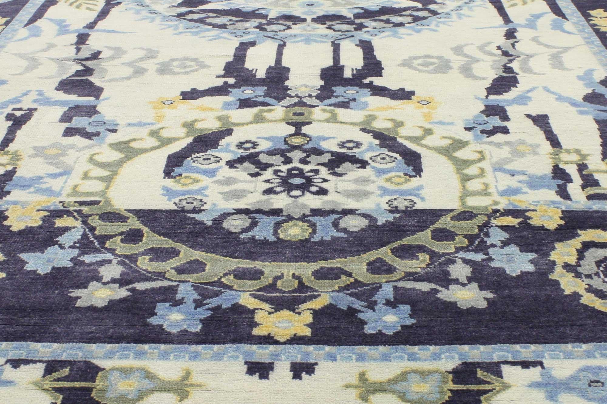 New Transitional Area Rug with Suzani Design In New Condition For Sale In Dallas, TX