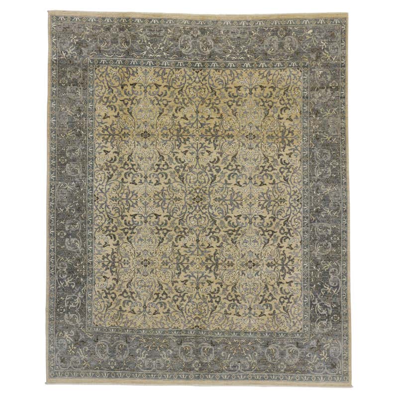 Vintage European Garden Rug with Renaissance Style, Square Area Rug For ...