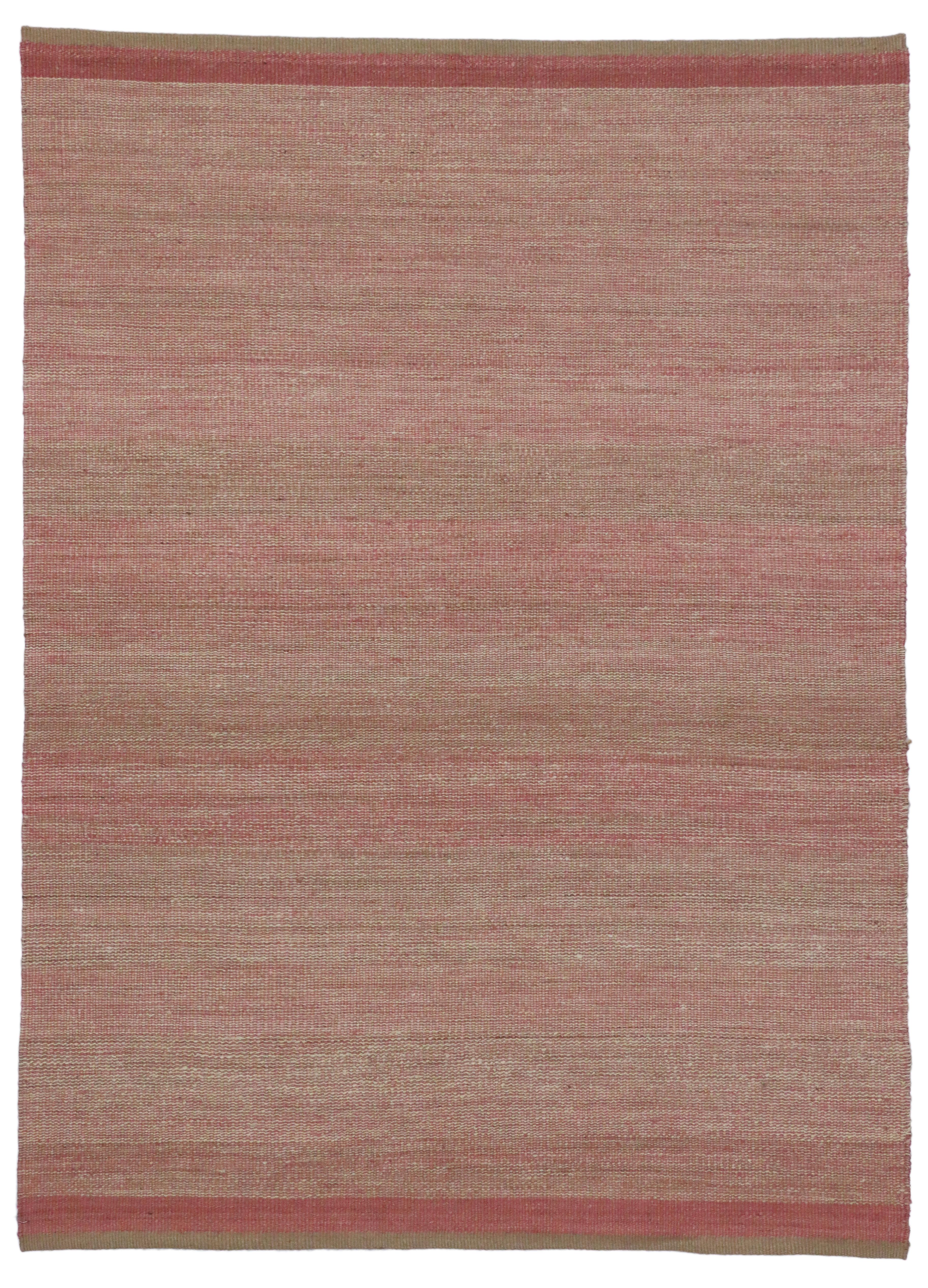 New Transitional Dhurrie Pink Kilim Rug with Romantic Coastal Cottage Style In New Condition In Dallas, TX