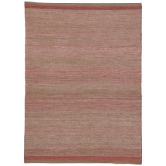 Dhurrie Pinker Kelim-Teppich im romantischen Coastal Cottage-Stil, Übergangsstil