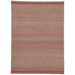 New Transitional Dhurrie Pink Kilim Rug with Romantic Coastal Cottage Style