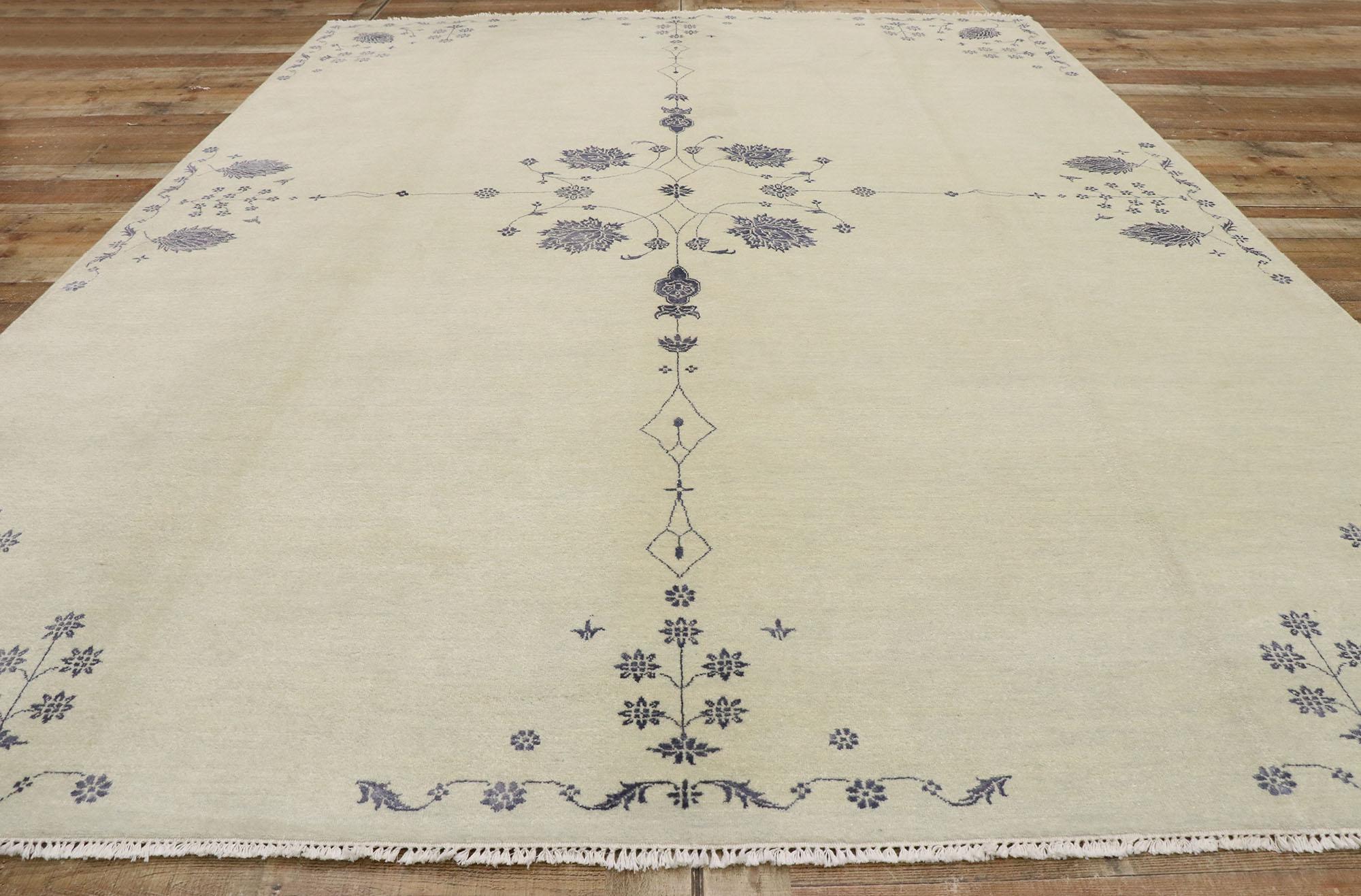 Contemporary New Transitional Area Rug, Effortless Beauty Meets Nostalgic Charm For Sale