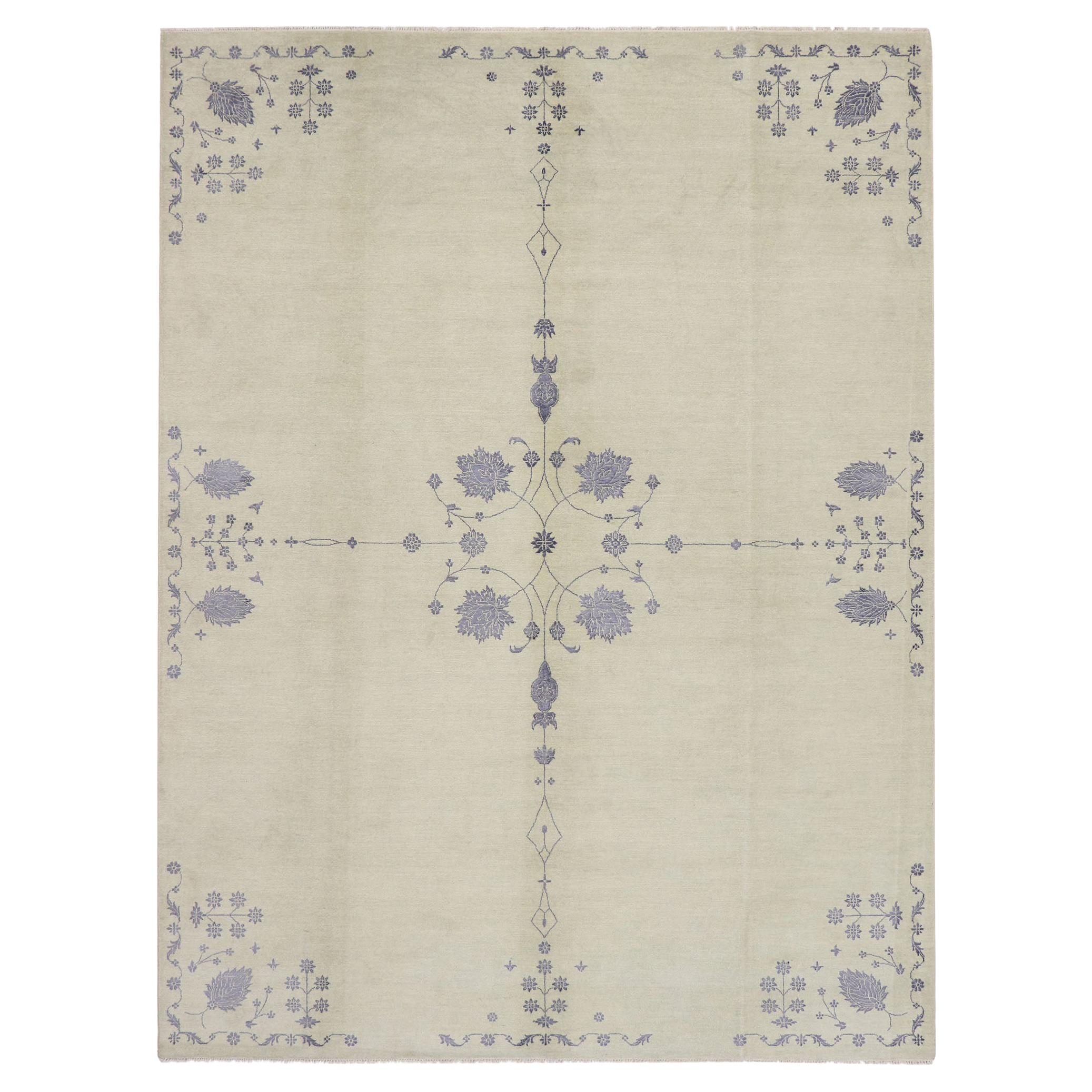 New Transitional ‘Flores Delicatiores’ Area Rug with Modern French Country Style