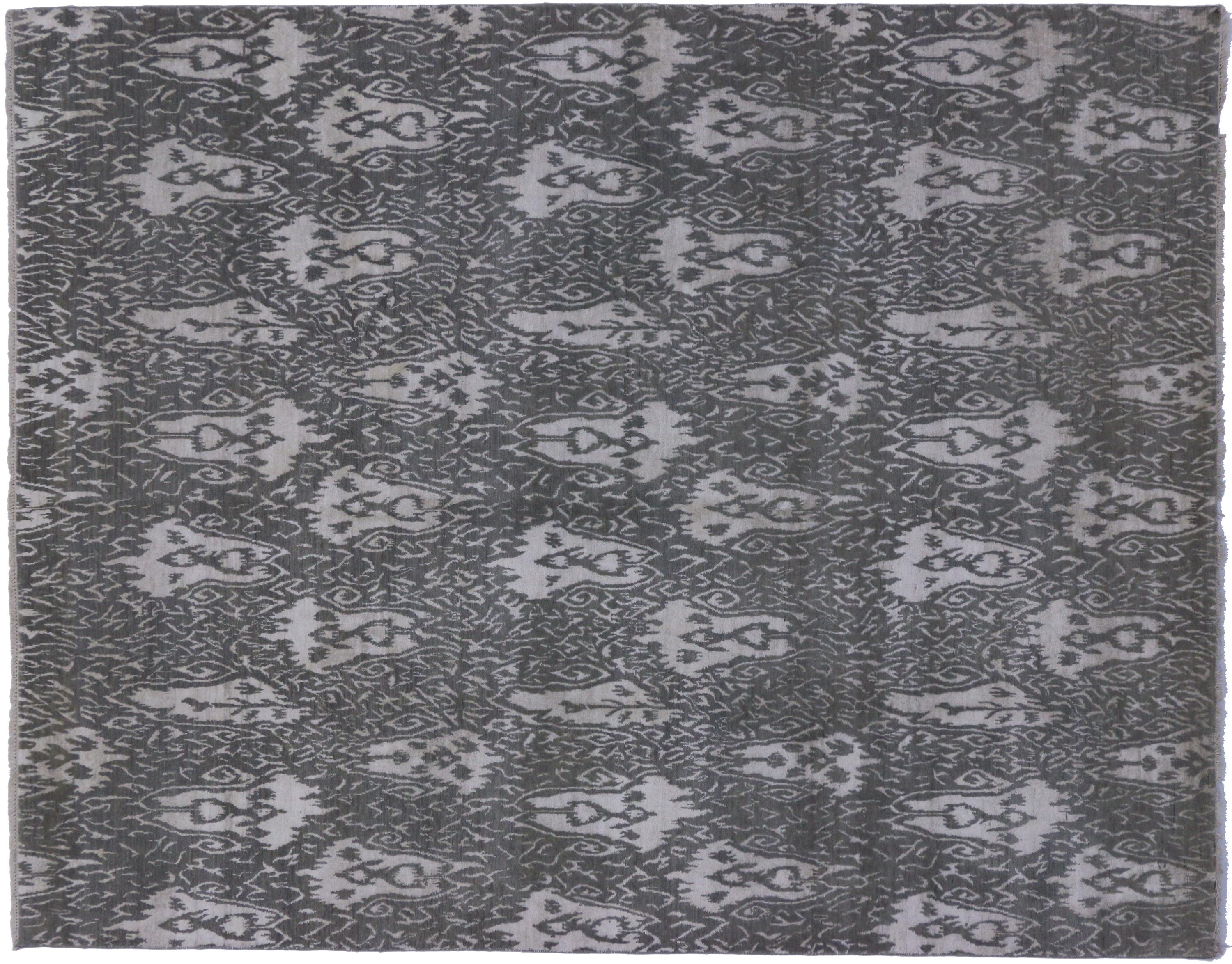 Indian New Transitional Gray Area Rug with Contemporary Style For Sale