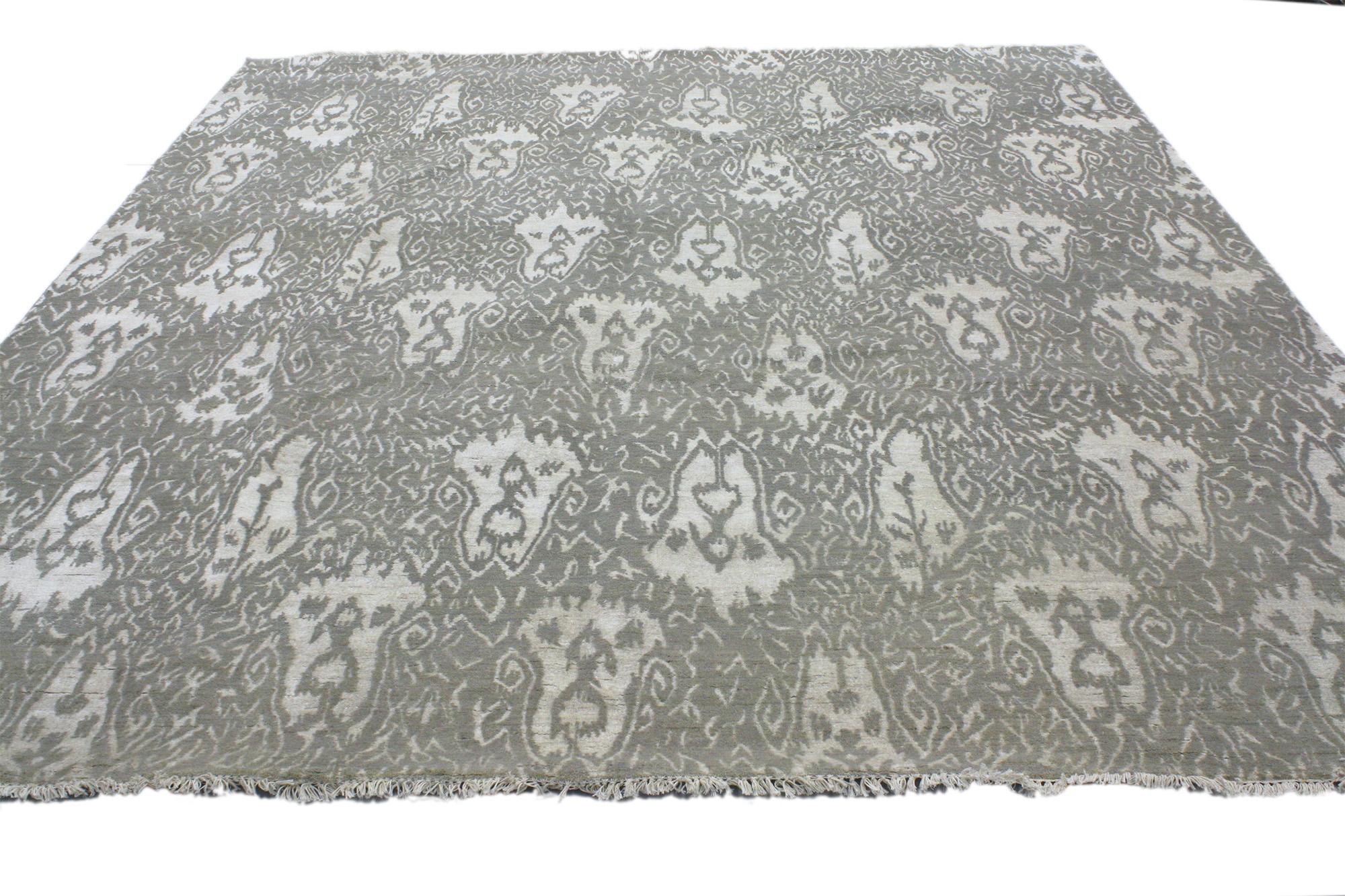 Nueva Alfombra Ikat Gris Contemporánea Moderno en venta