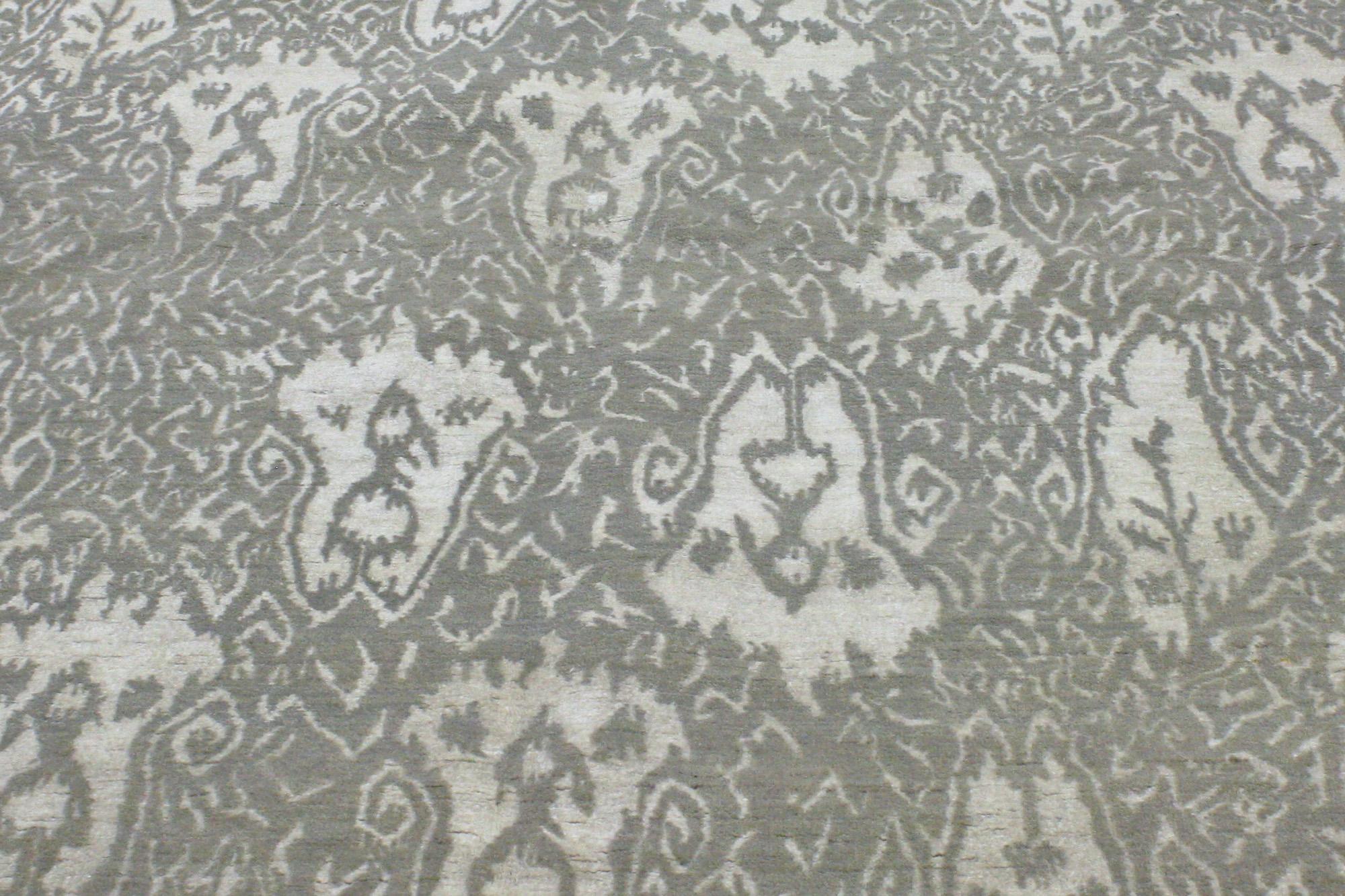 Nueva Alfombra Ikat Gris Contemporánea Indio en venta