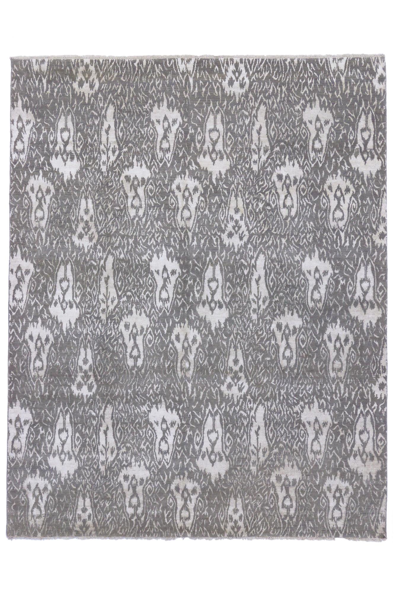 Nueva Alfombra Ikat Gris Contemporánea en Nuevo estado para la venta en Dallas, TX