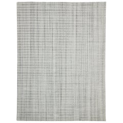 Nouveau tapis de zone transitionnel gris avec style gustavien suédois, tapis de zone à texture