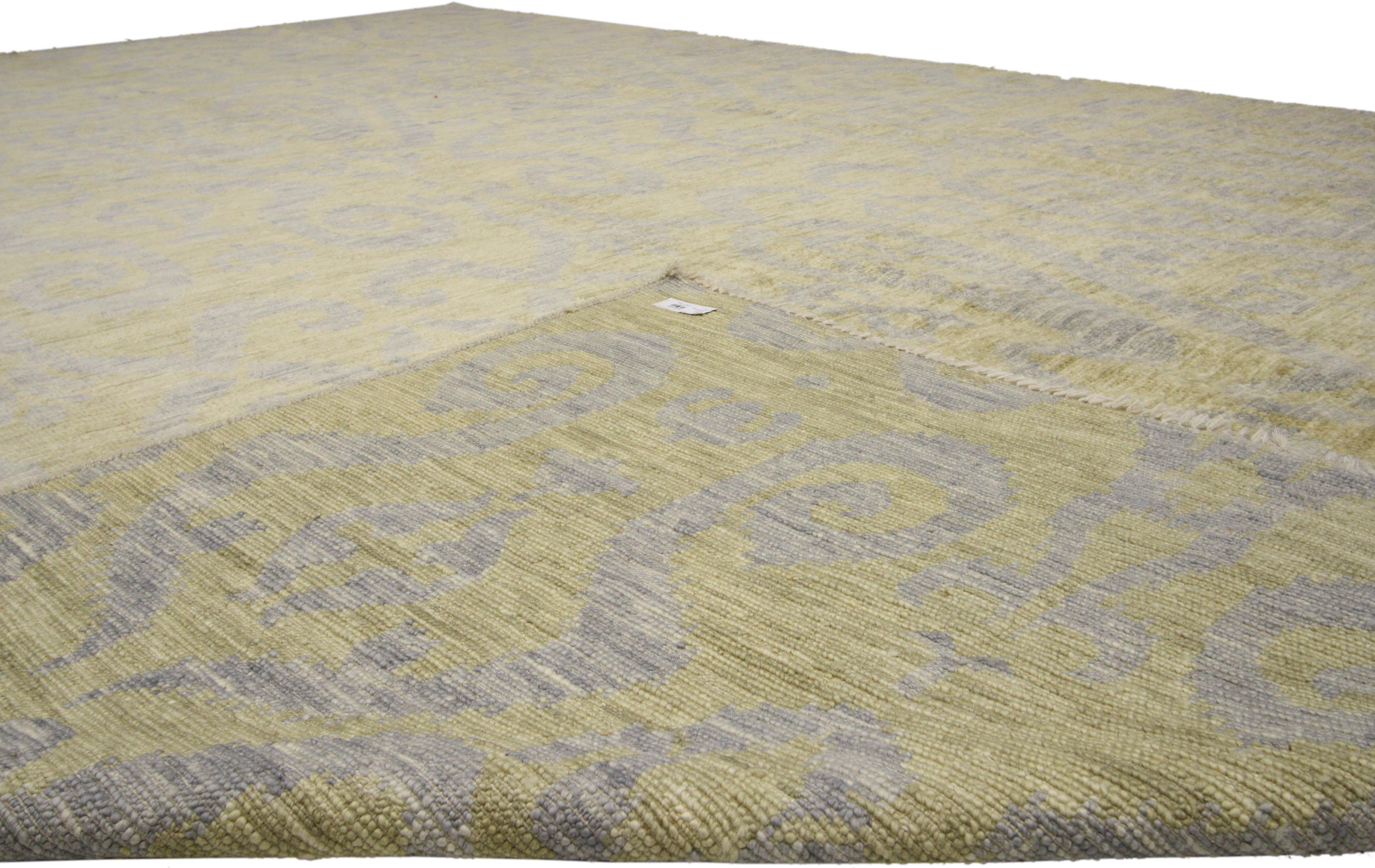 New Transitional Ikat Area Rug with Modern Design, Contemporary Neutral Area Rug 5