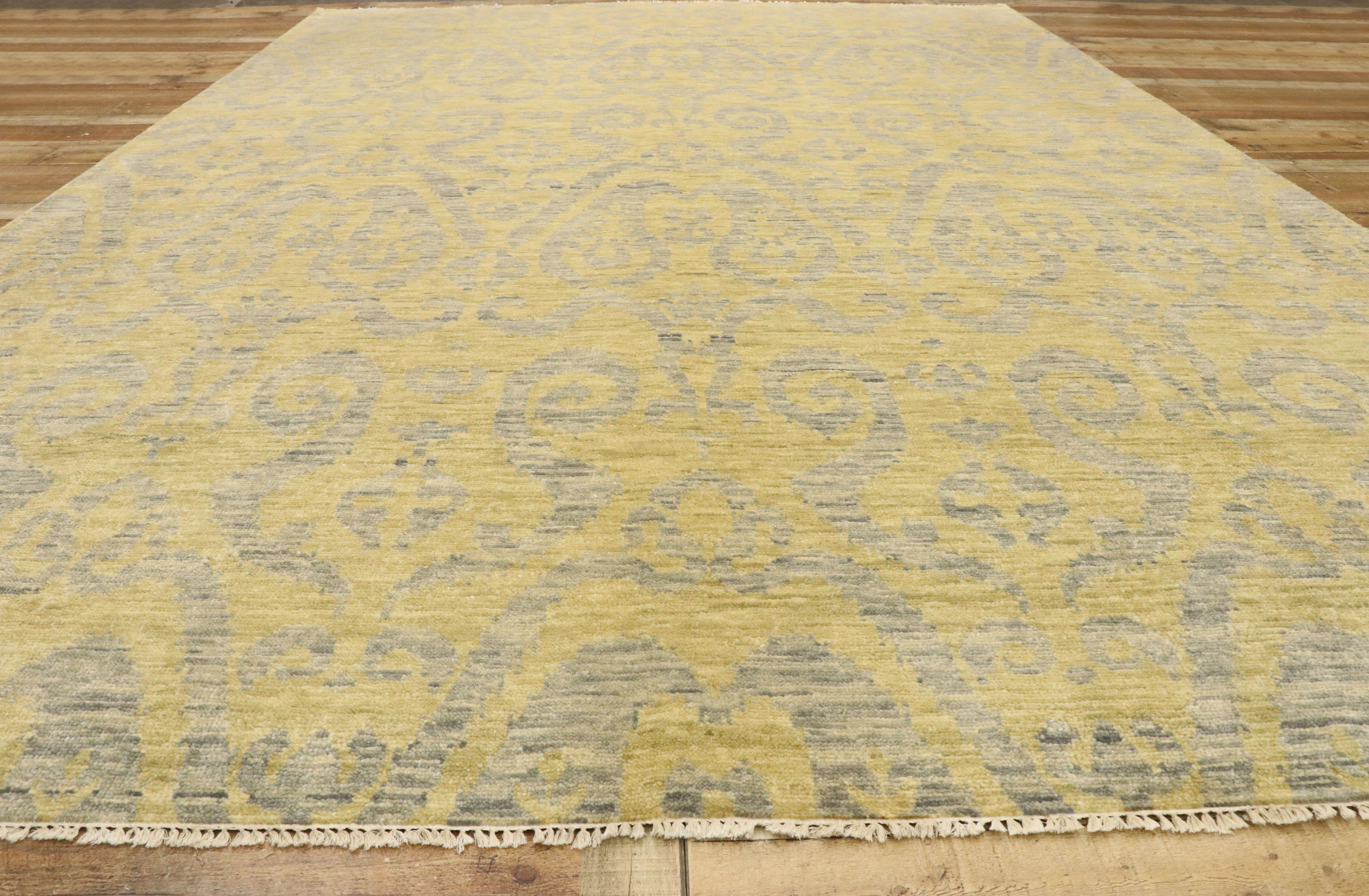 New Transitional Ikat Area Rug with Modern Design, Contemporary Neutral Area Rug 1
