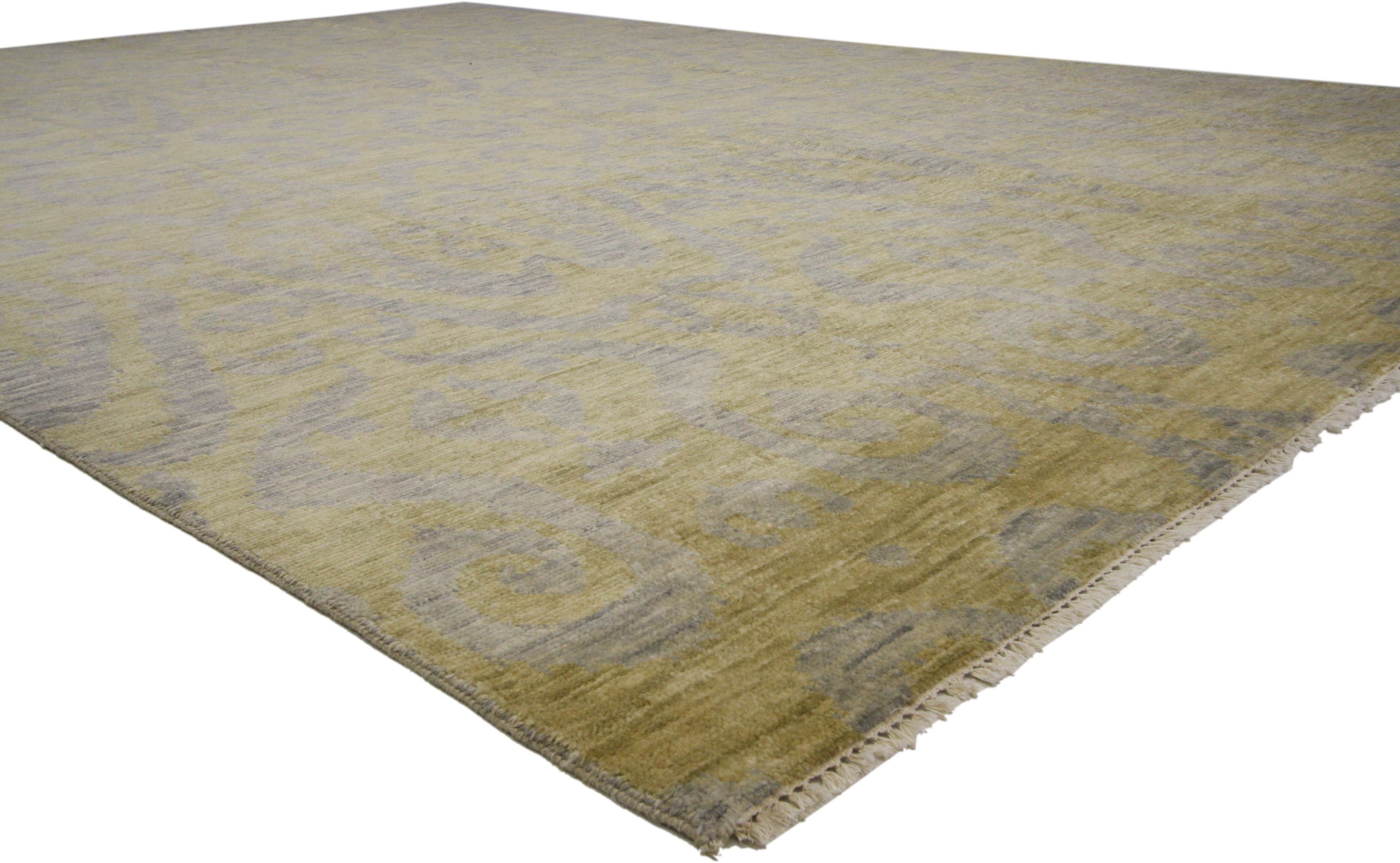 New Transitional Ikat Area Rug with Modern Design, Contemporary Neutral Area Rug 3