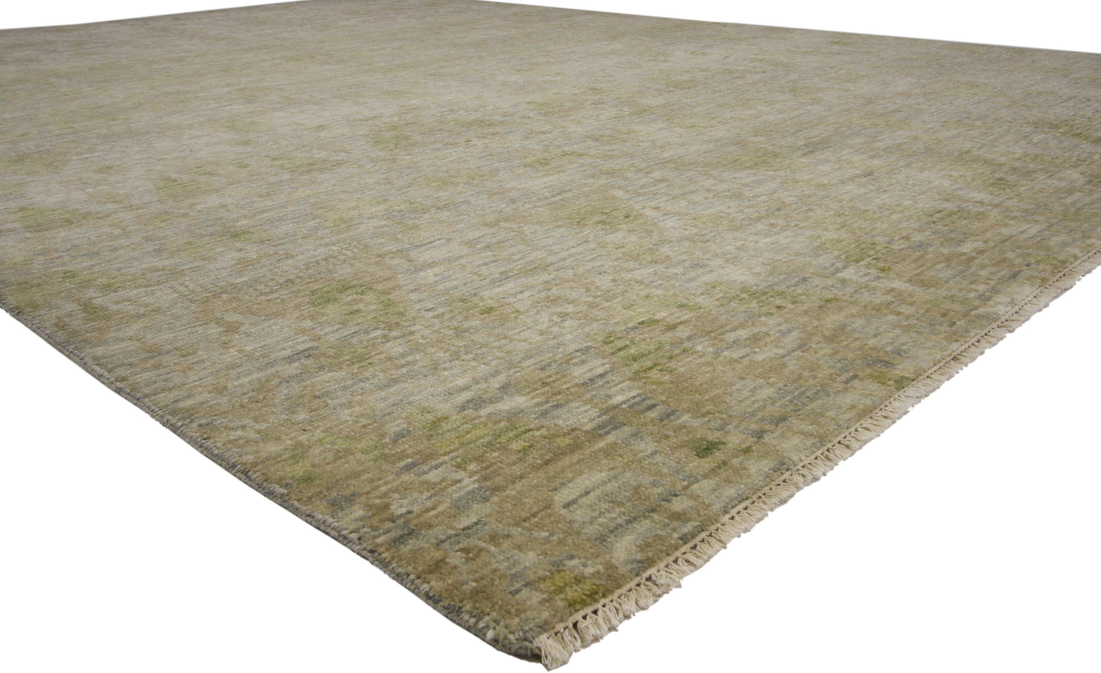 New Transitional Ikat Area Rug with Modern Design, Neutral Color Area Rug 2