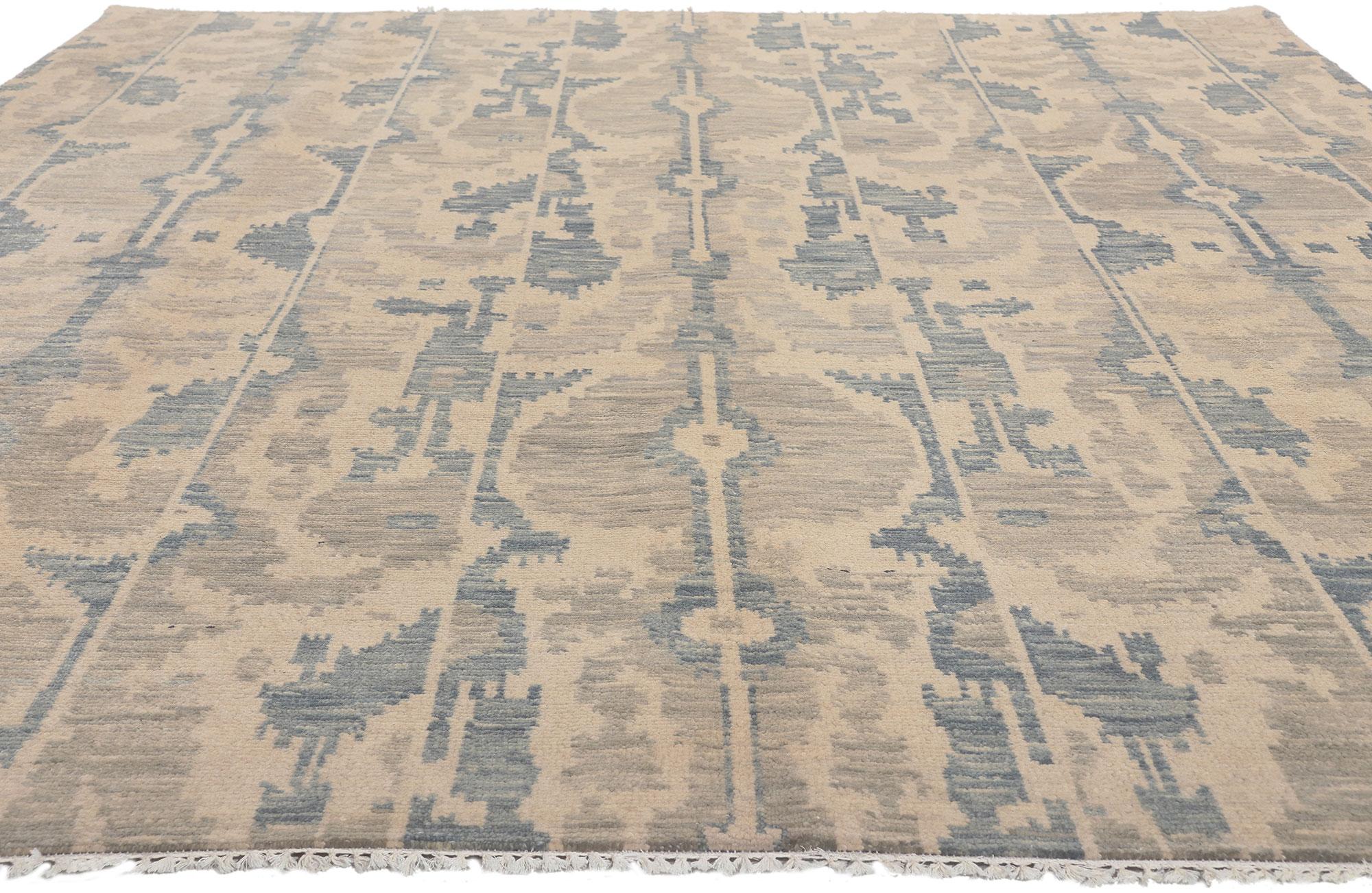Modern New Transitional Ikat Rug, Timeless Style Meets Global Chic For Sale