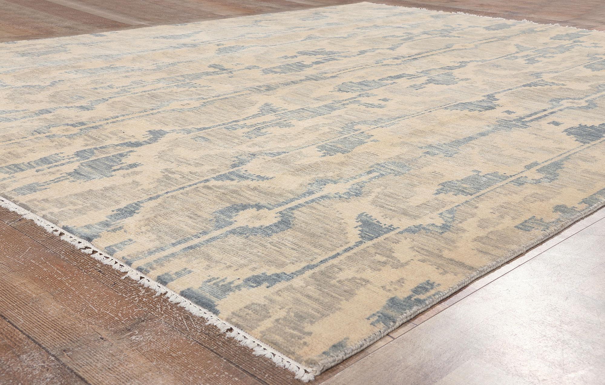 Contemporary New Transitional Ikat Rug, Timeless Style Meets Global Chic For Sale